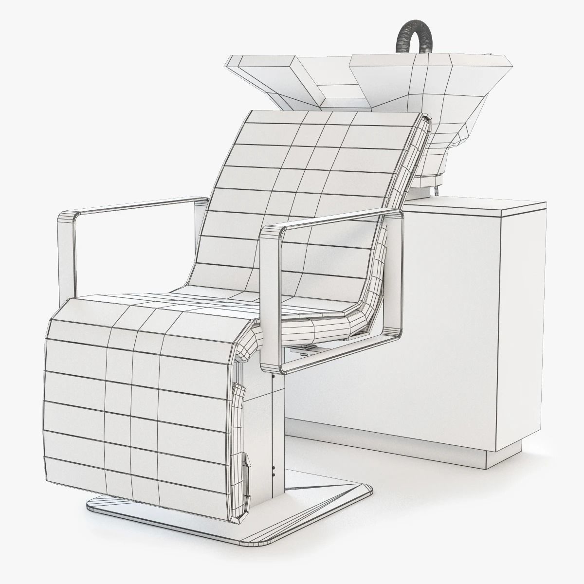 Salon Chair With Wash Bin 3D model_6