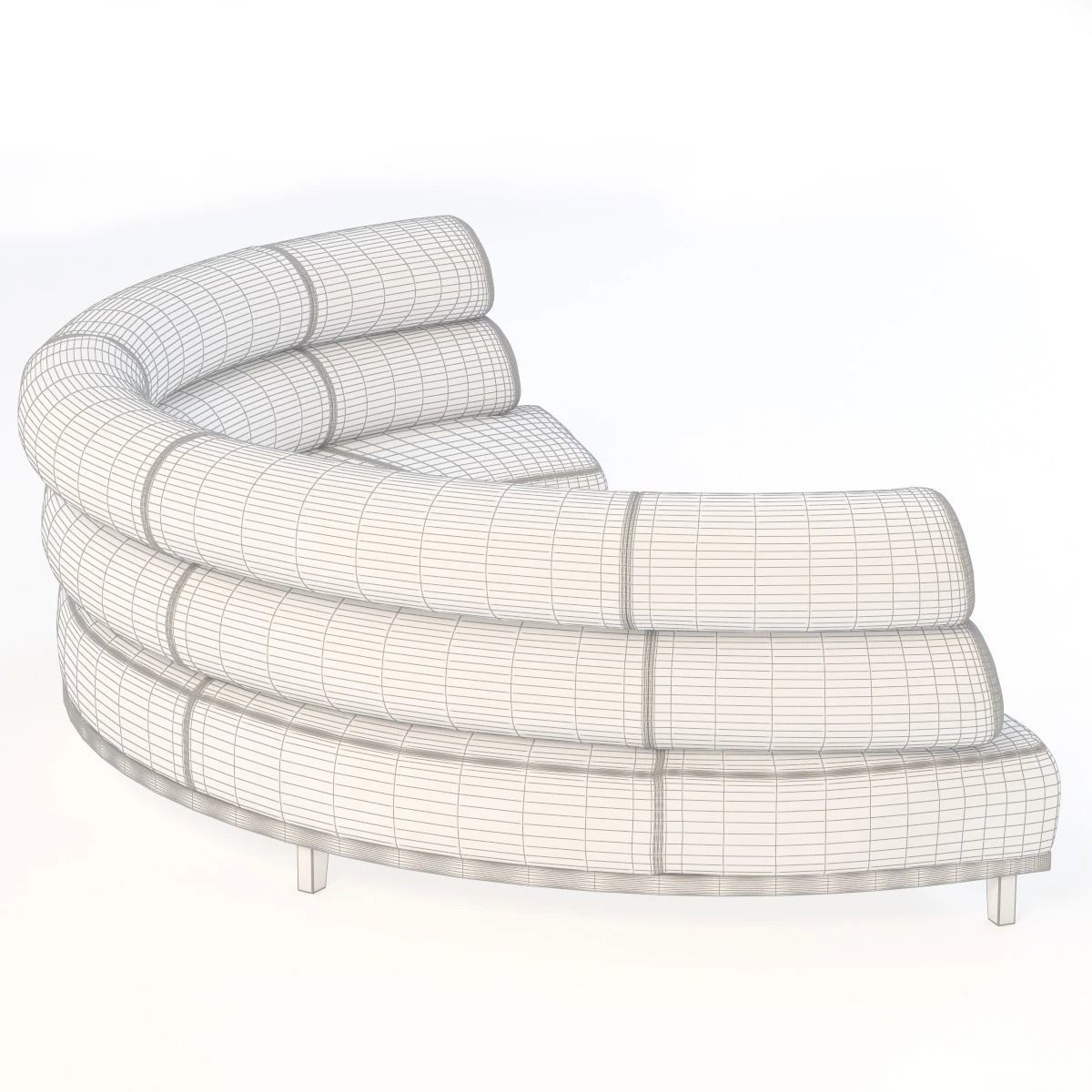 Round Booth Banquette Sofa 3D model_5