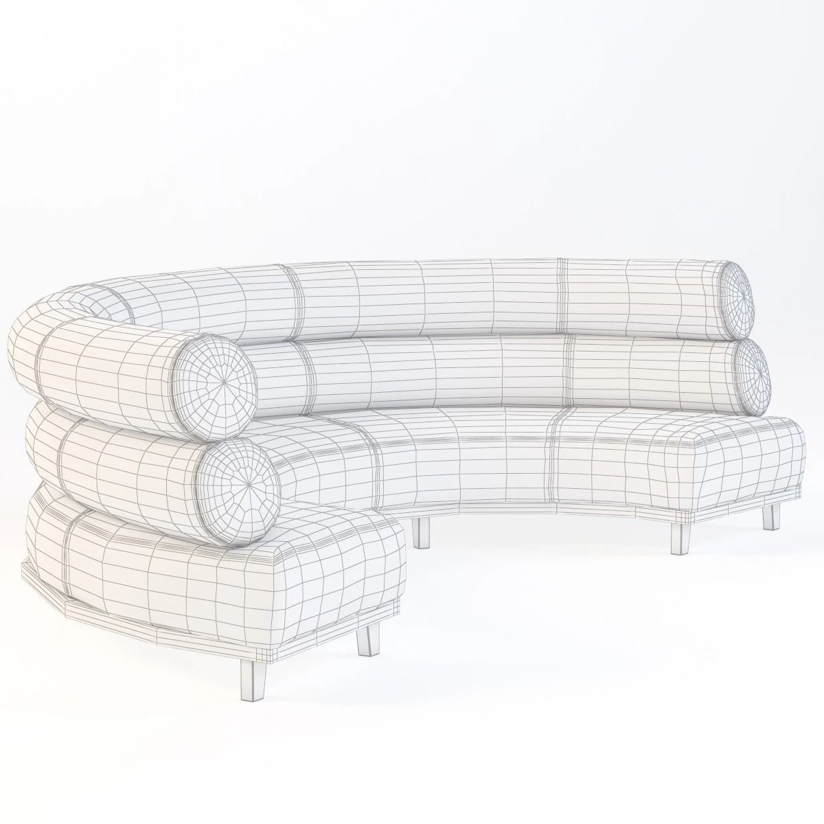 Round Booth Banquette Sofa 3D model_2