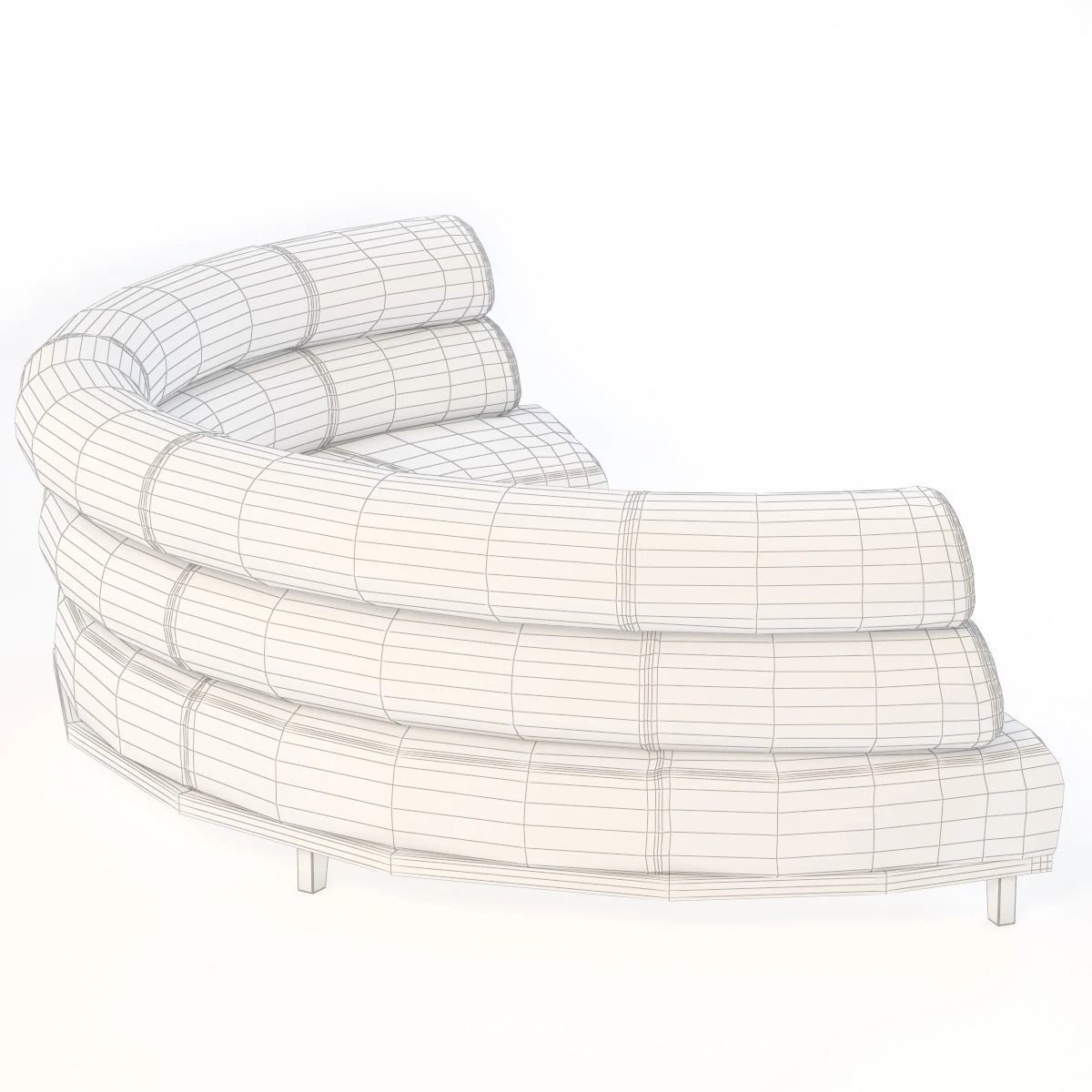 Round Booth Banquette Sofa 3D model_6