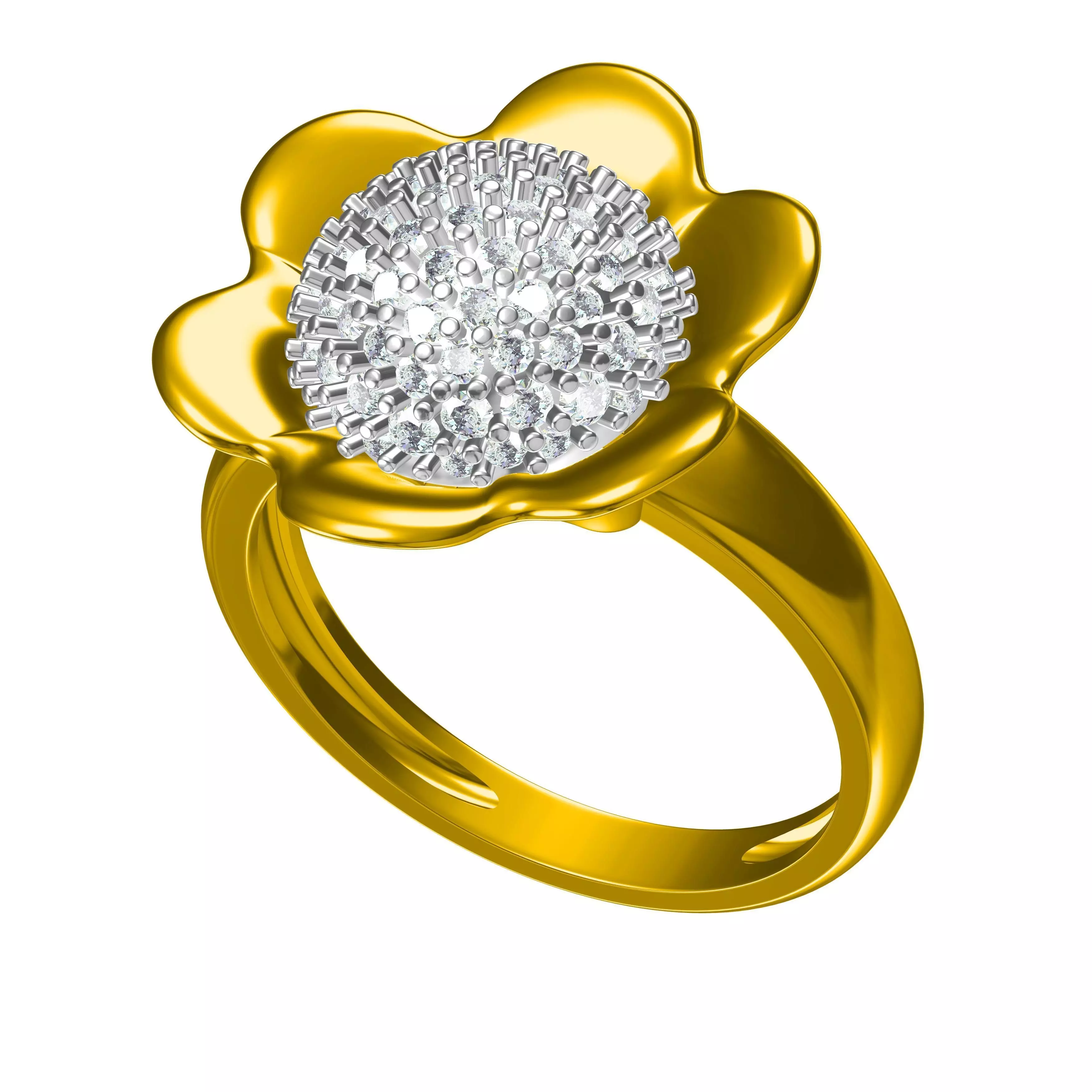 flower Round Cut Engagement Rings 3D print model