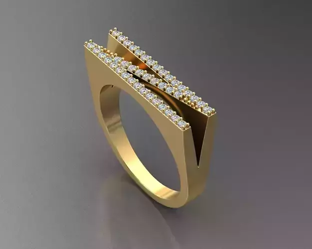 alphabet jewelry ring diamond letter N 3D print model