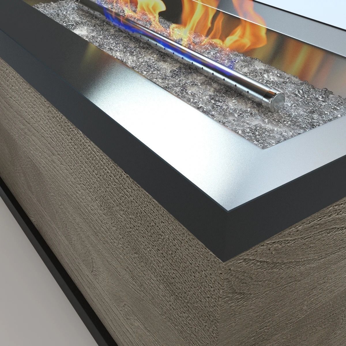 Rectangular Wood Look Gas Fire Pit 3D model | CGTrader