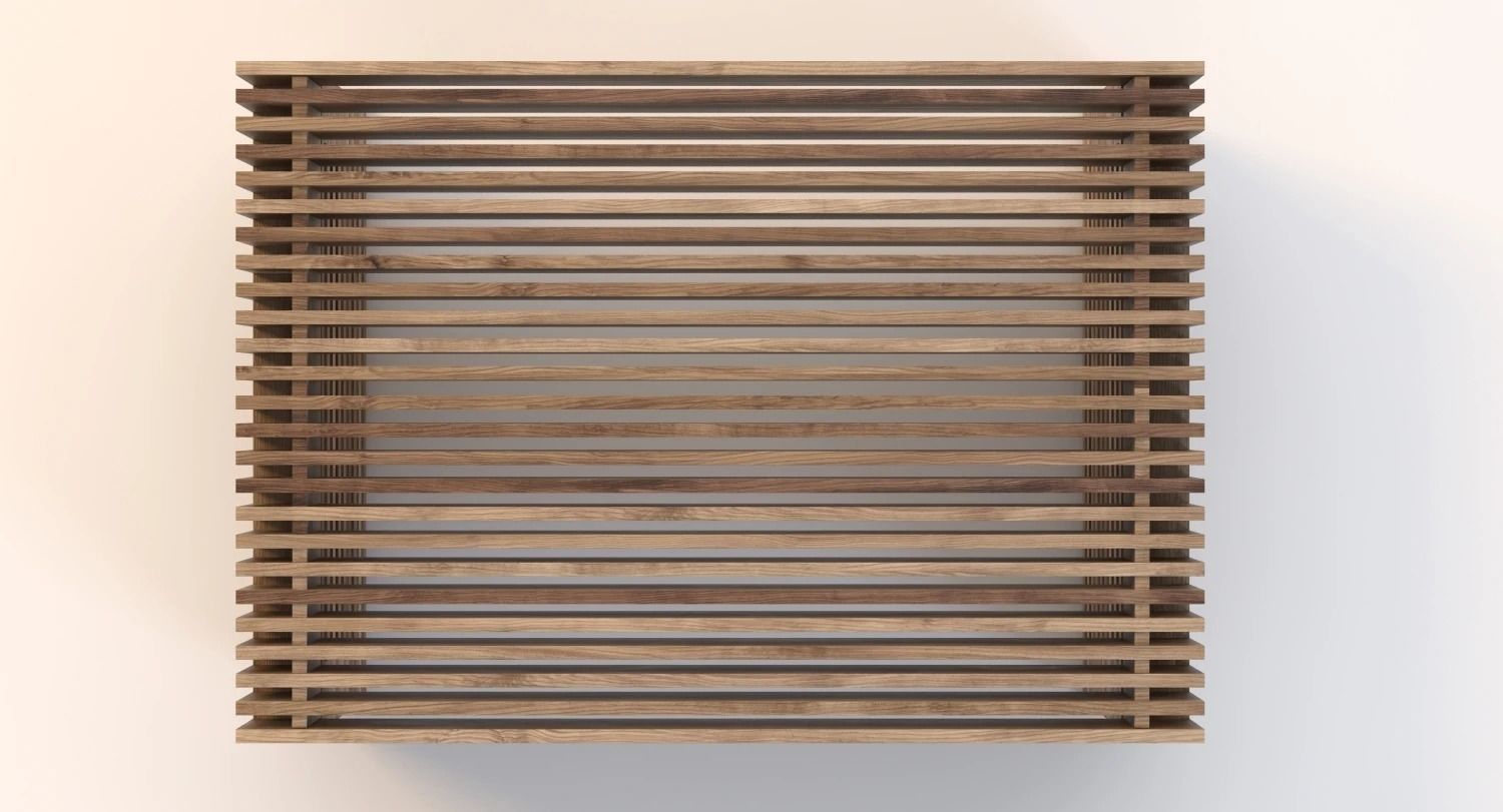 Reclaimed Timber Slat Coffee Table 3D model_8