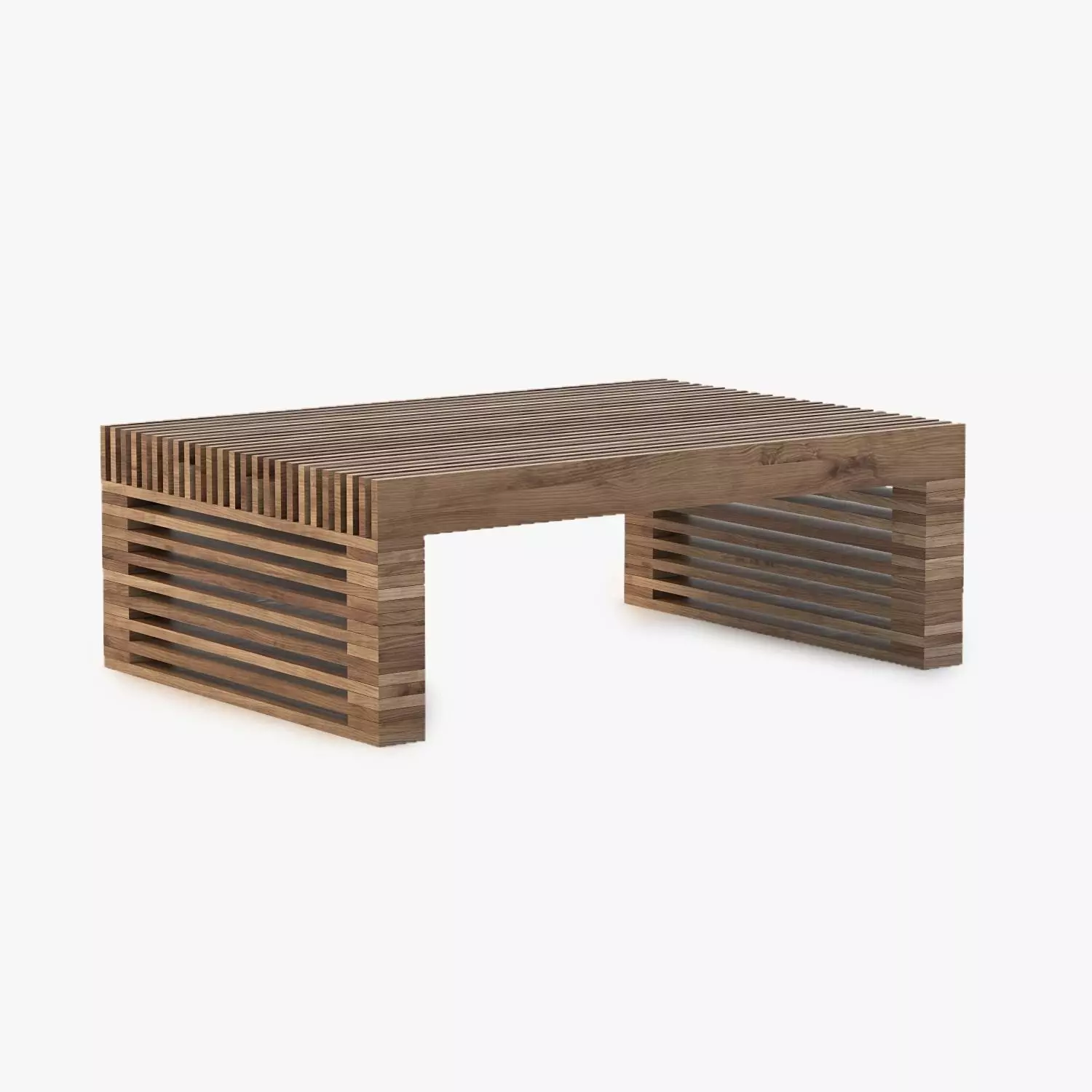 Reclaimed Timber Slat Coffee Table 3D model_0