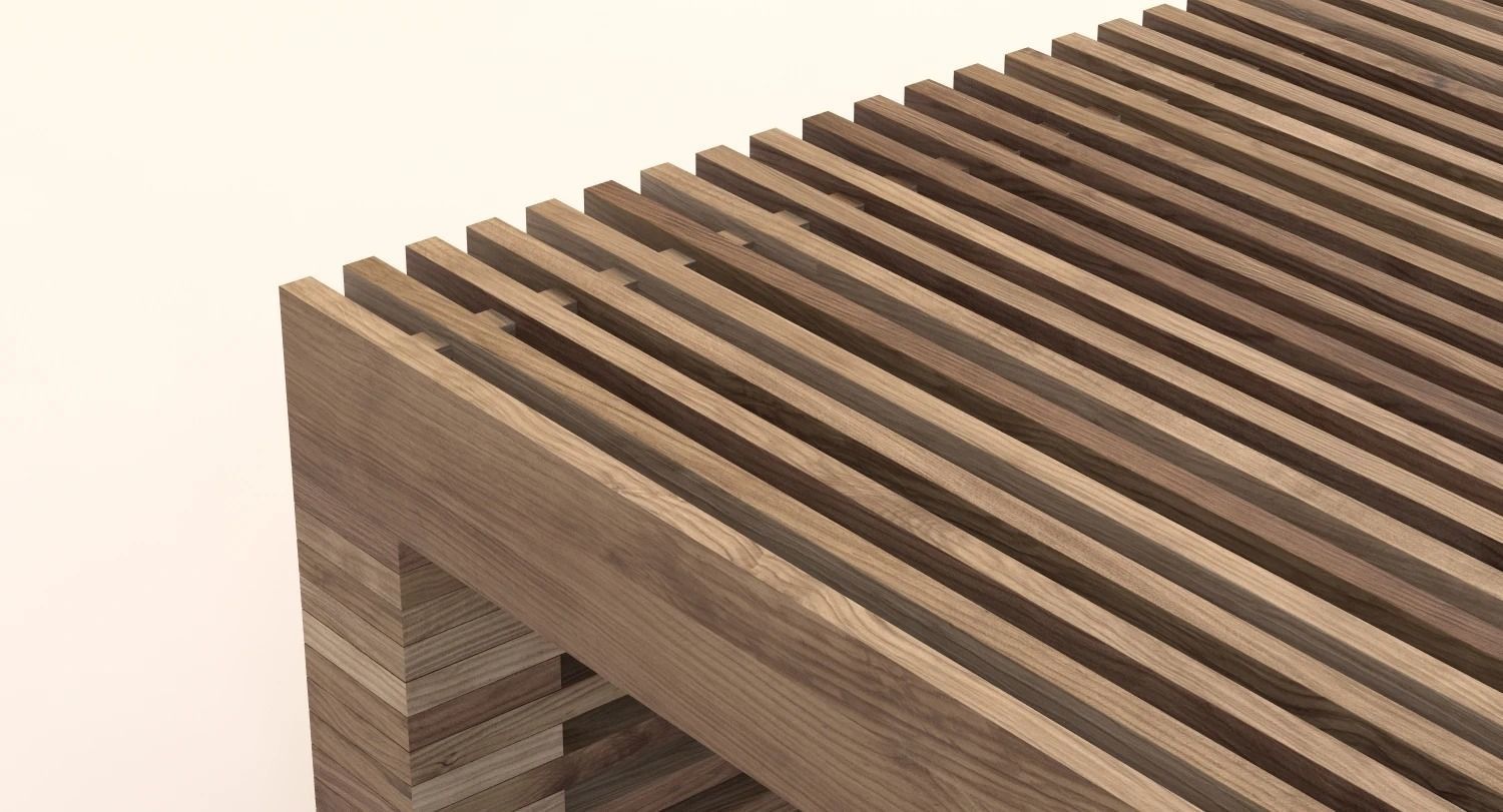 Reclaimed Timber Slat Coffee Table 3D model_6