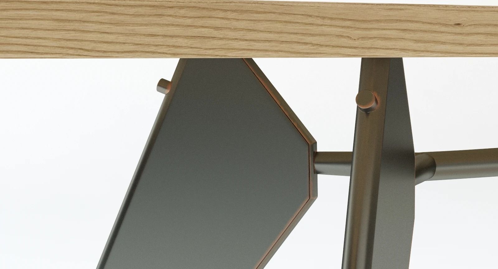 Prouve-Em-Dining-Table table with metal legs and wooden top 3D model_4