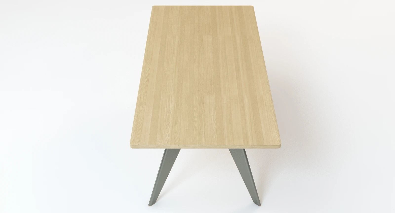 Prouve-Em-Dining-Table table with metal legs and wooden top 3D model_6