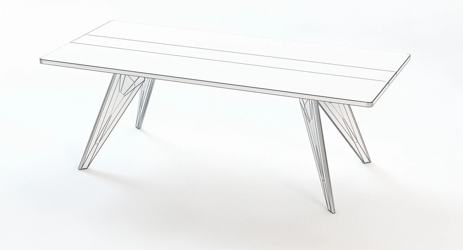 Prouve-Em-Dining-Table table with metal legs and wooden top 3D model_3