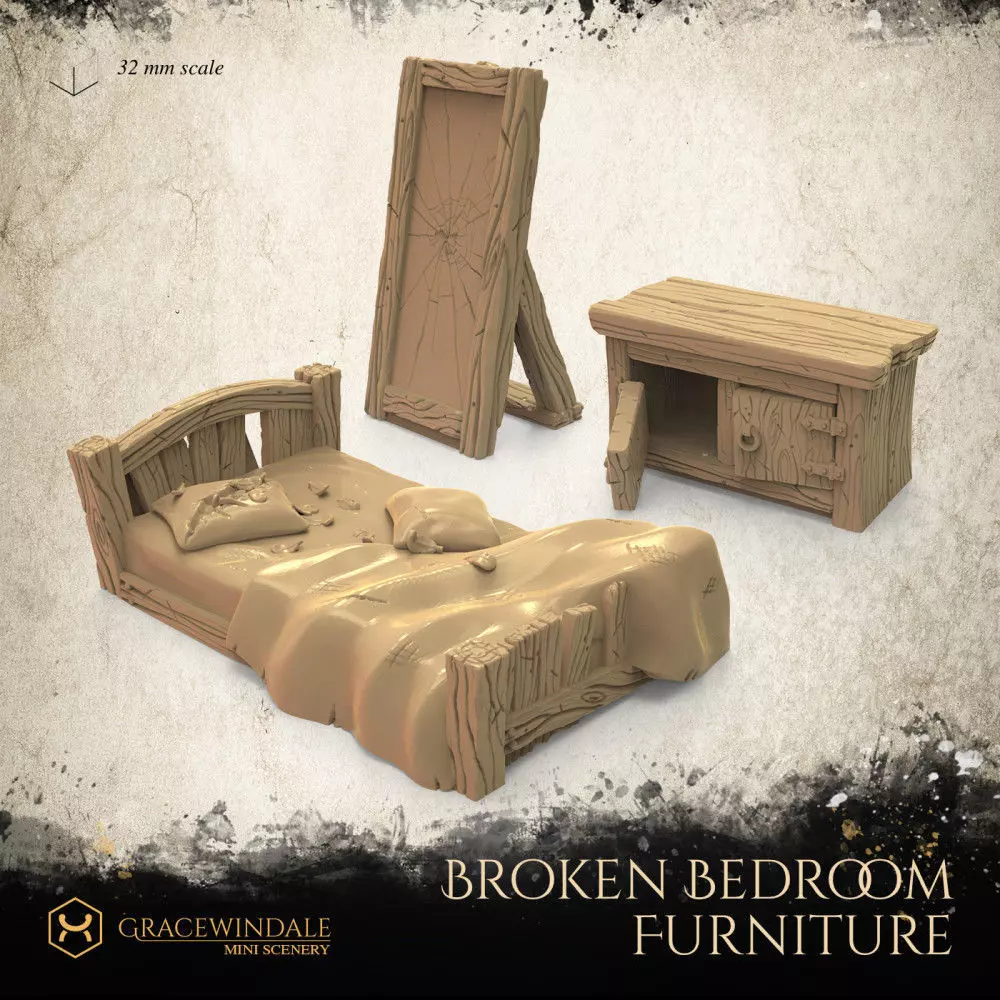 Broken Bedroom Furniture 3D print model_0