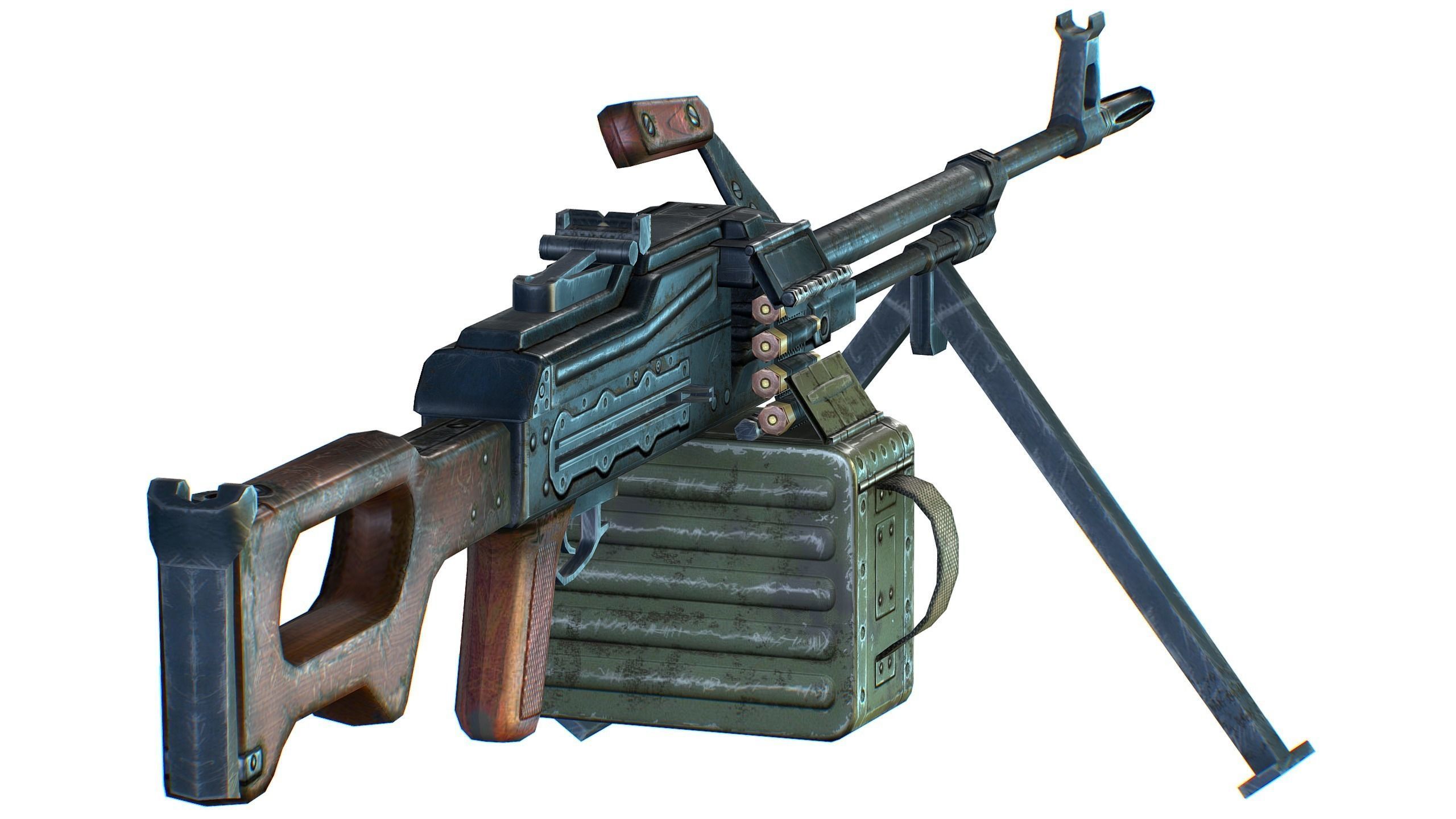 USSR PKP machine gun Pecheneg 54mm Low-poly 3D model_11