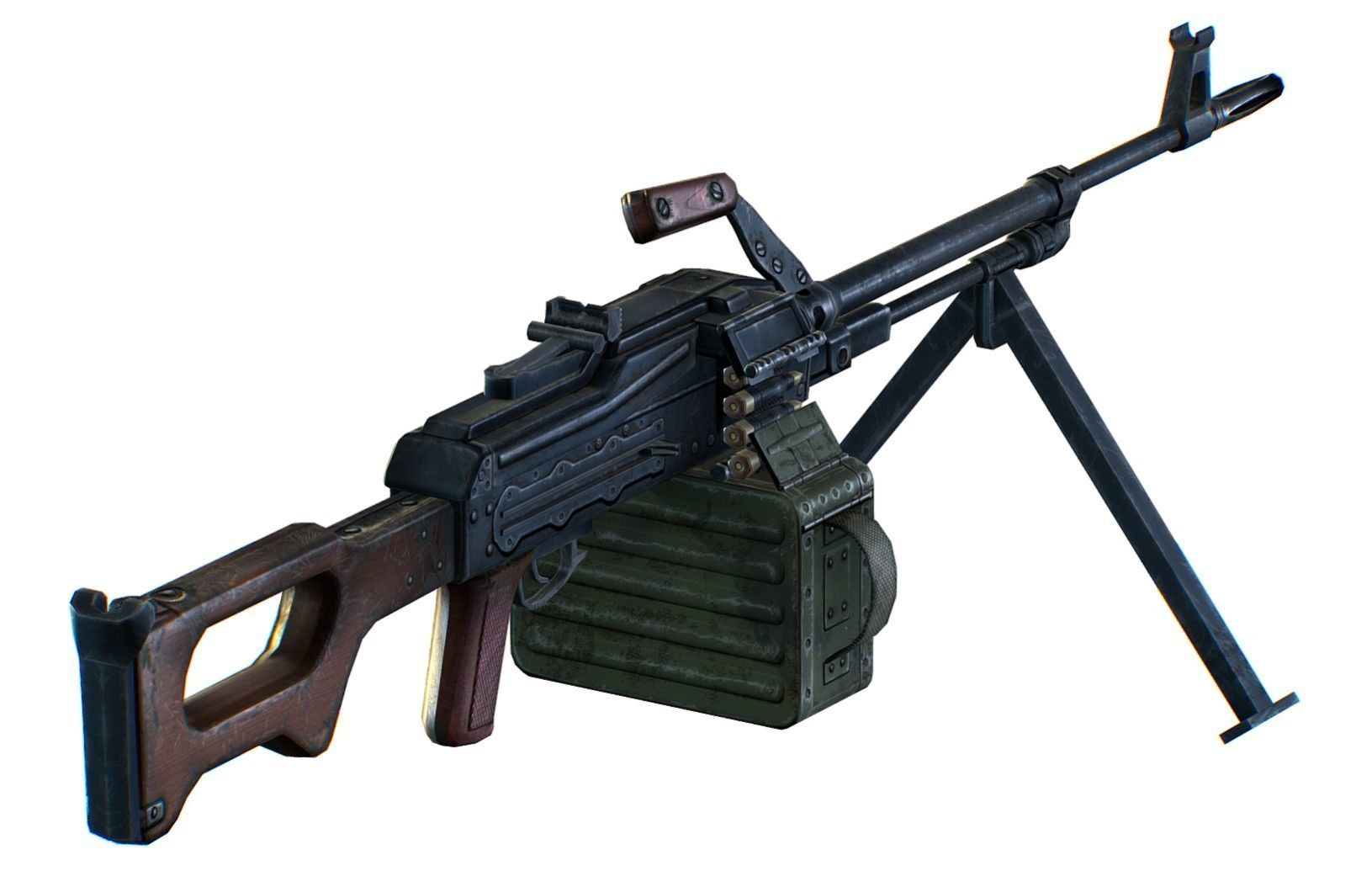 USSR PKP machine gun Pecheneg 54mm Low-poly 3D model_2
