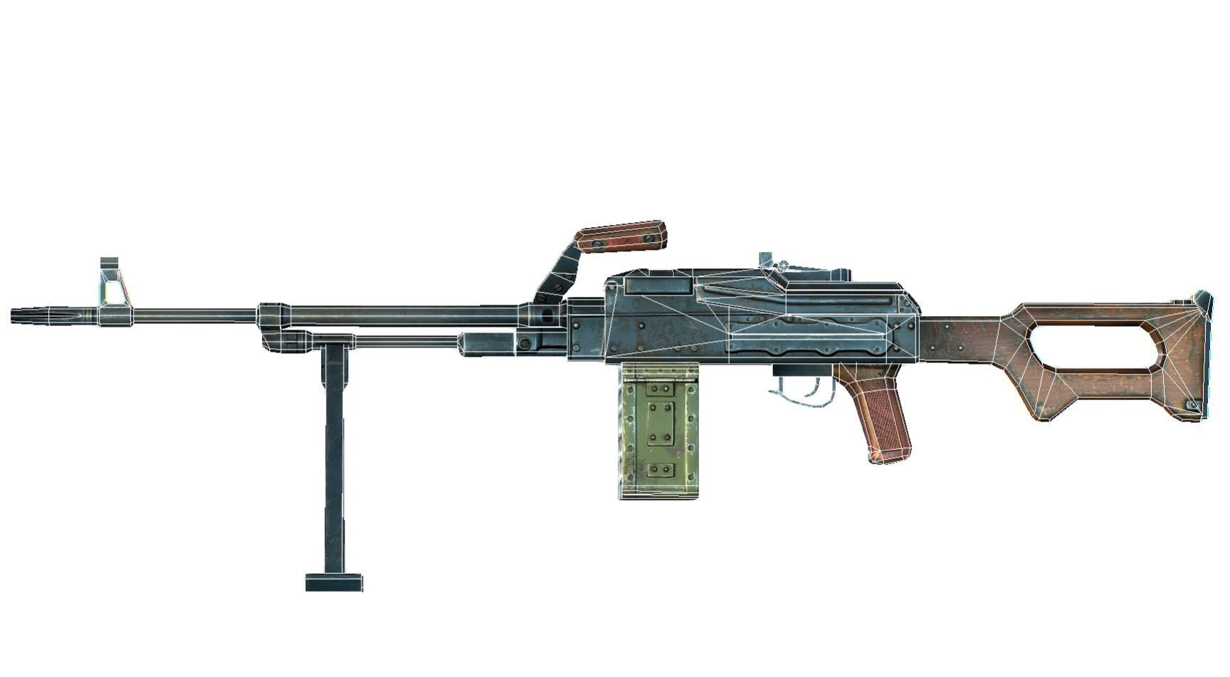 USSR PKP machine gun Pecheneg 54mm Low-poly 3D model_15