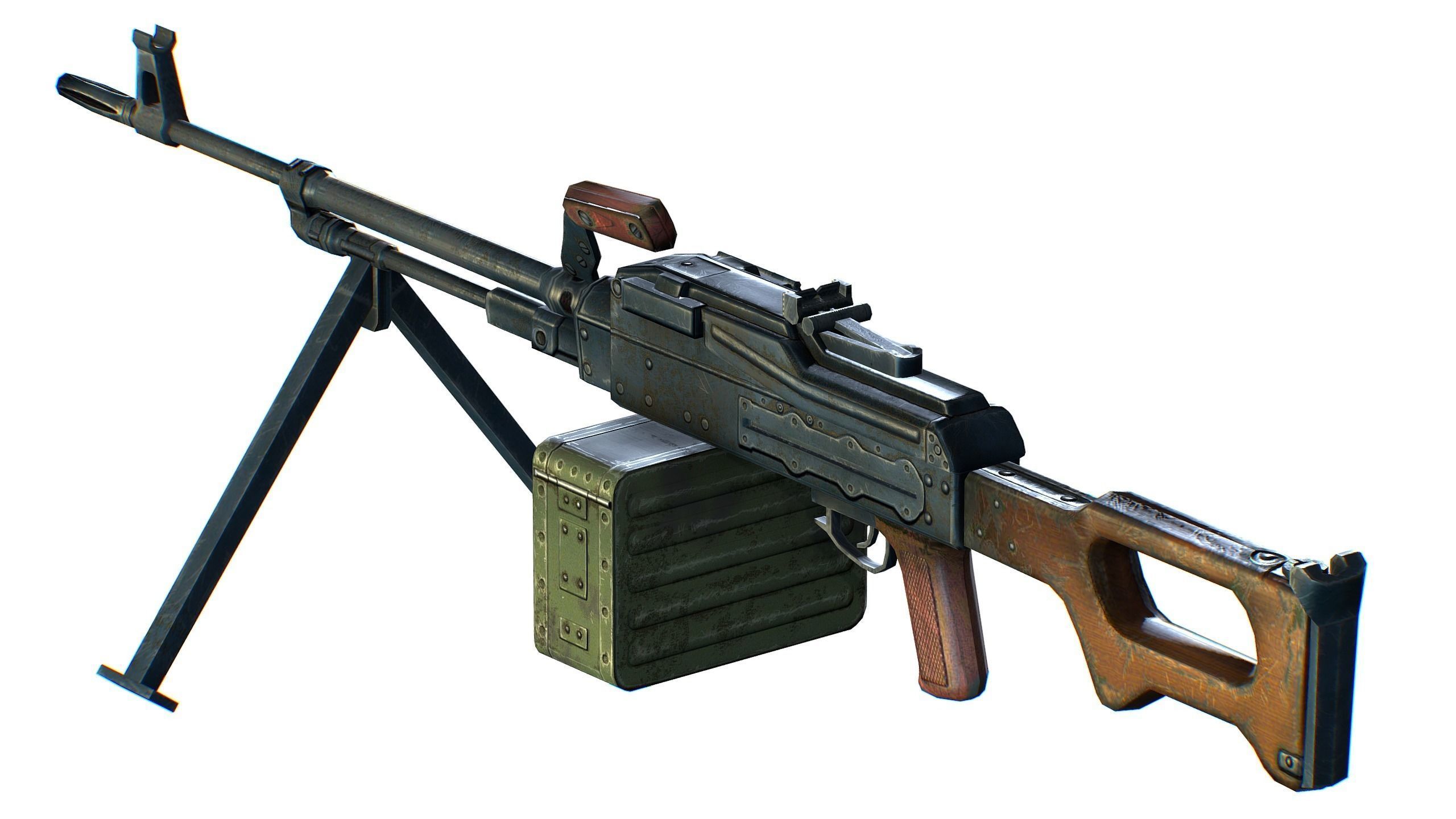 USSR PKP machine gun Pecheneg 54mm Low-poly 3D model_7
