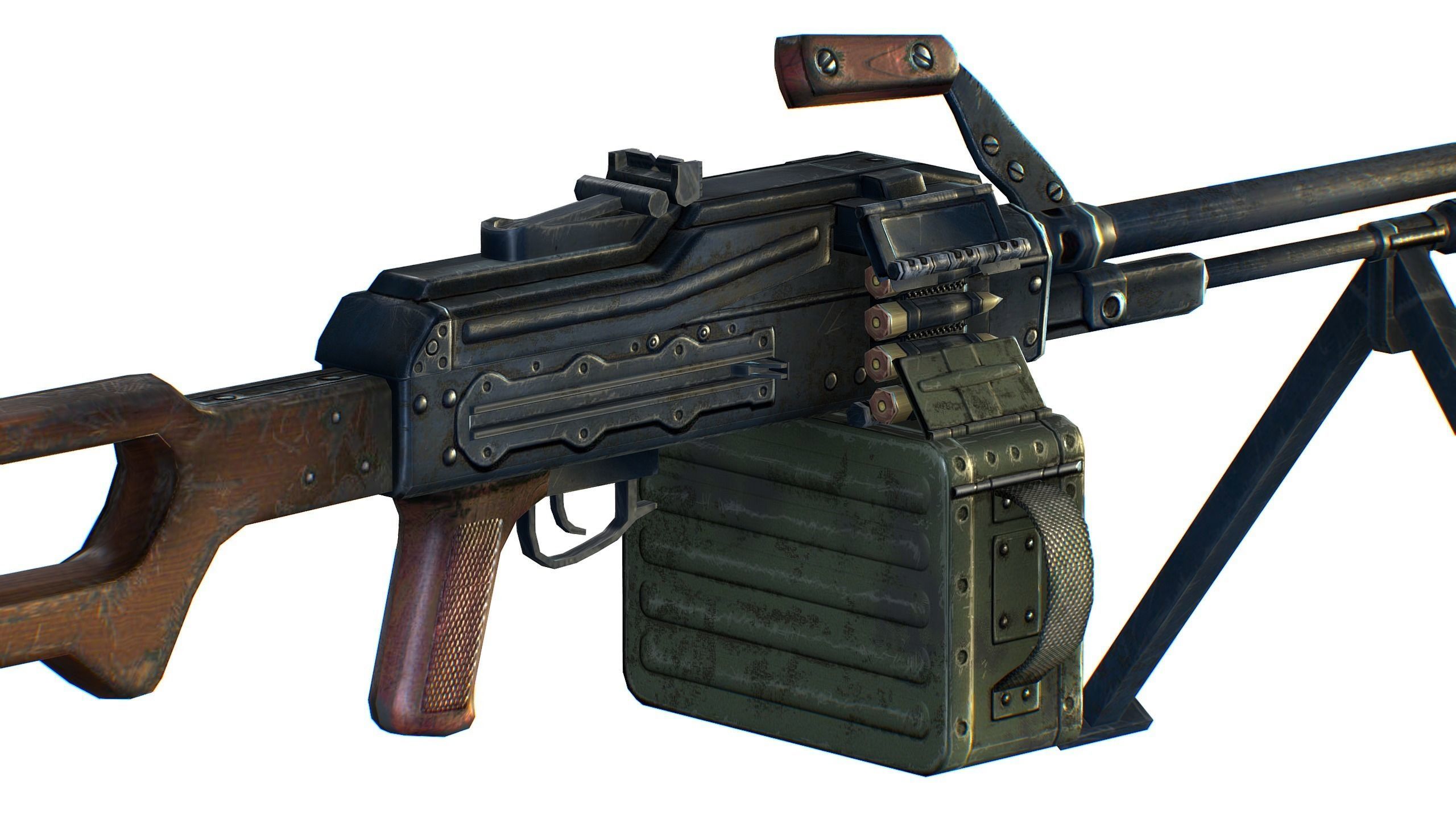 USSR PKP machine gun Pecheneg 54mm Low-poly 3D model_8