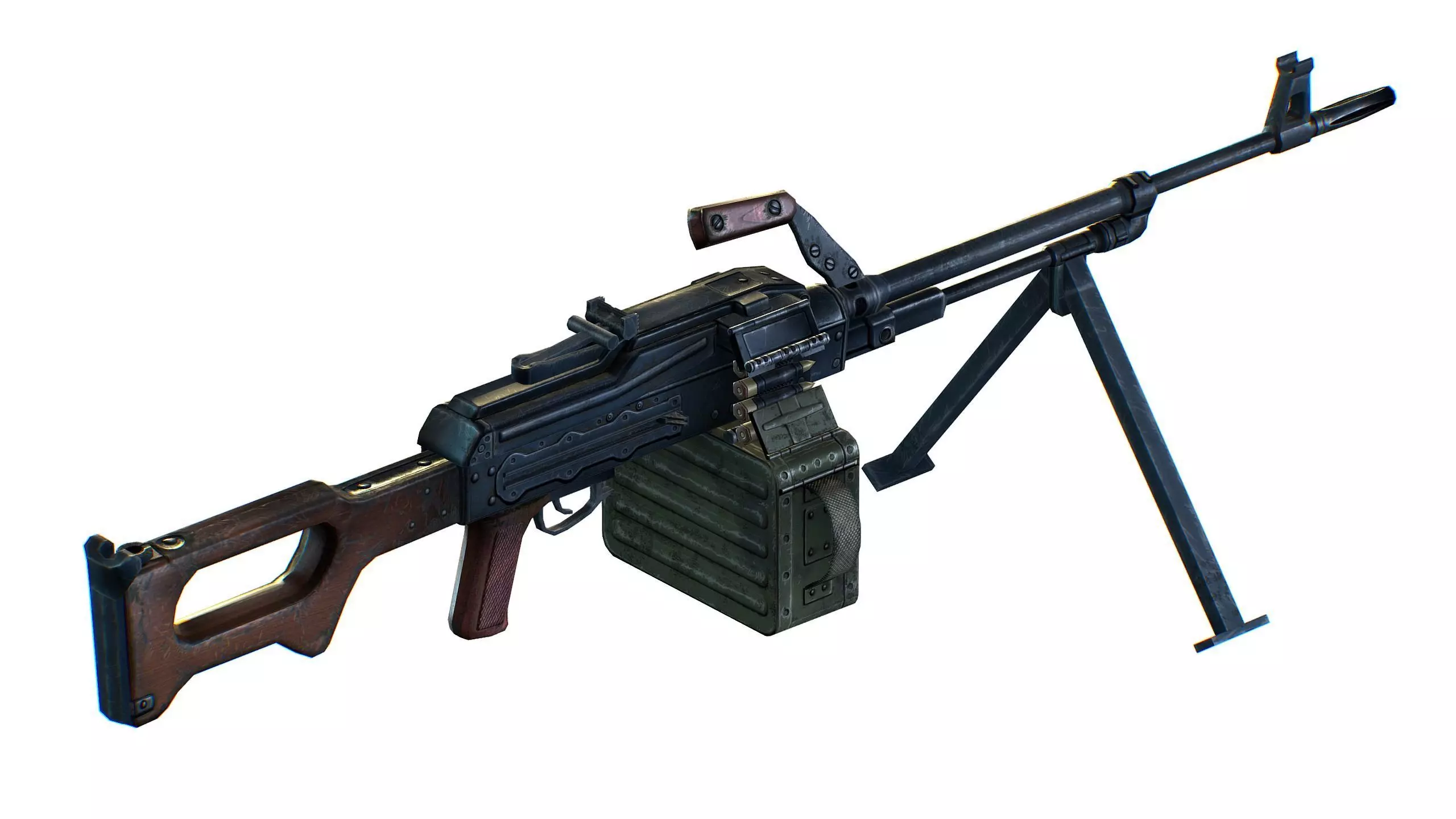 USSR PKP machine gun Pecheneg 54mm Low-poly 3D model_0
