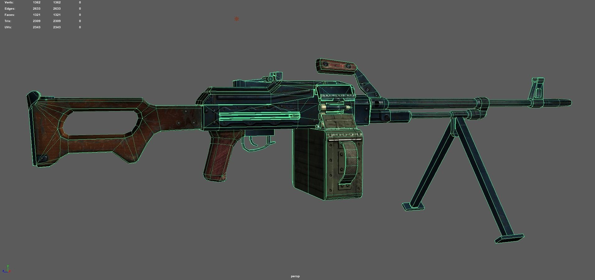 USSR PKP machine gun Pecheneg 54mm Low-poly 3D model_16