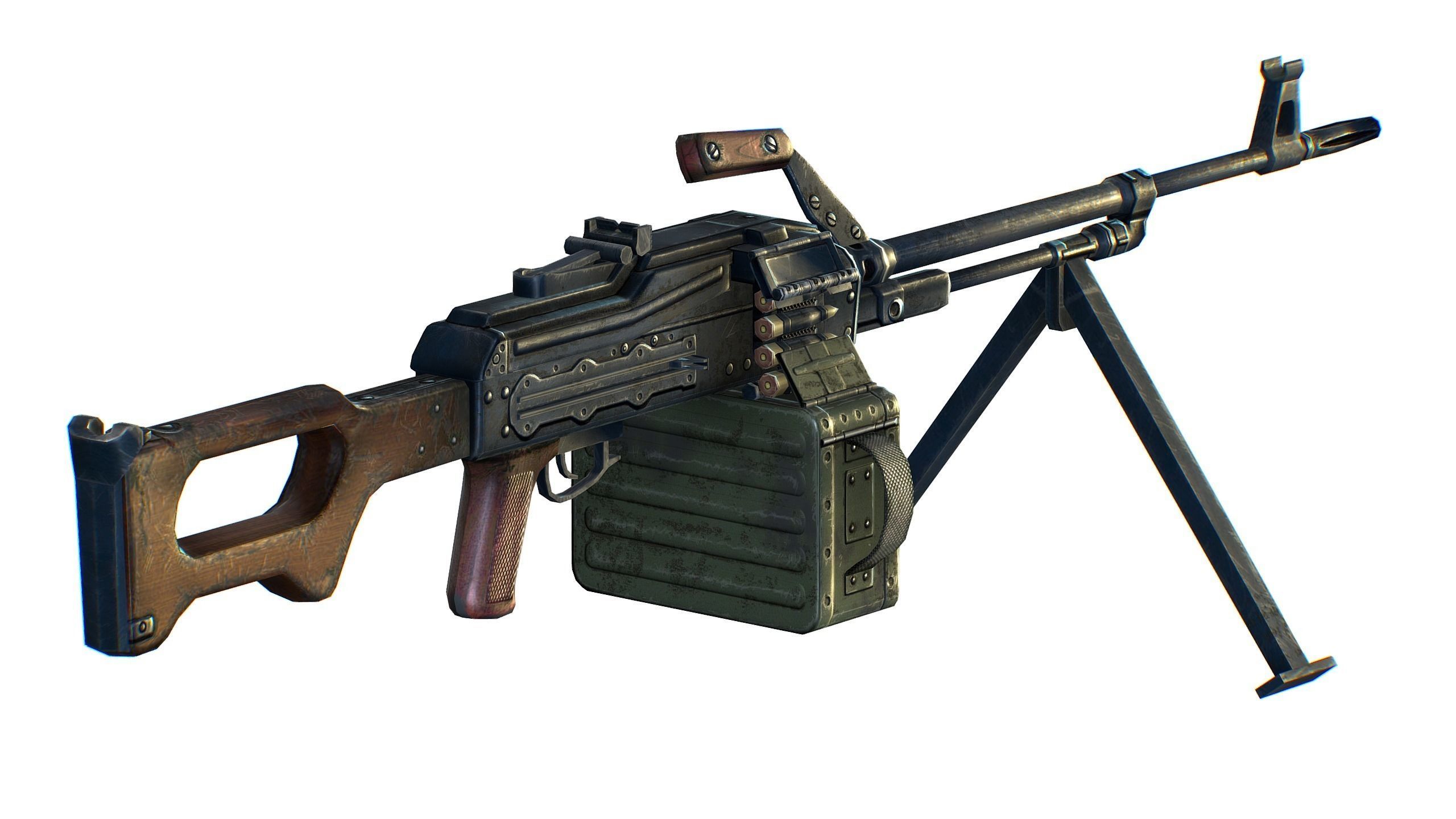 USSR PKP machine gun Pecheneg 54mm Low-poly 3D model_10