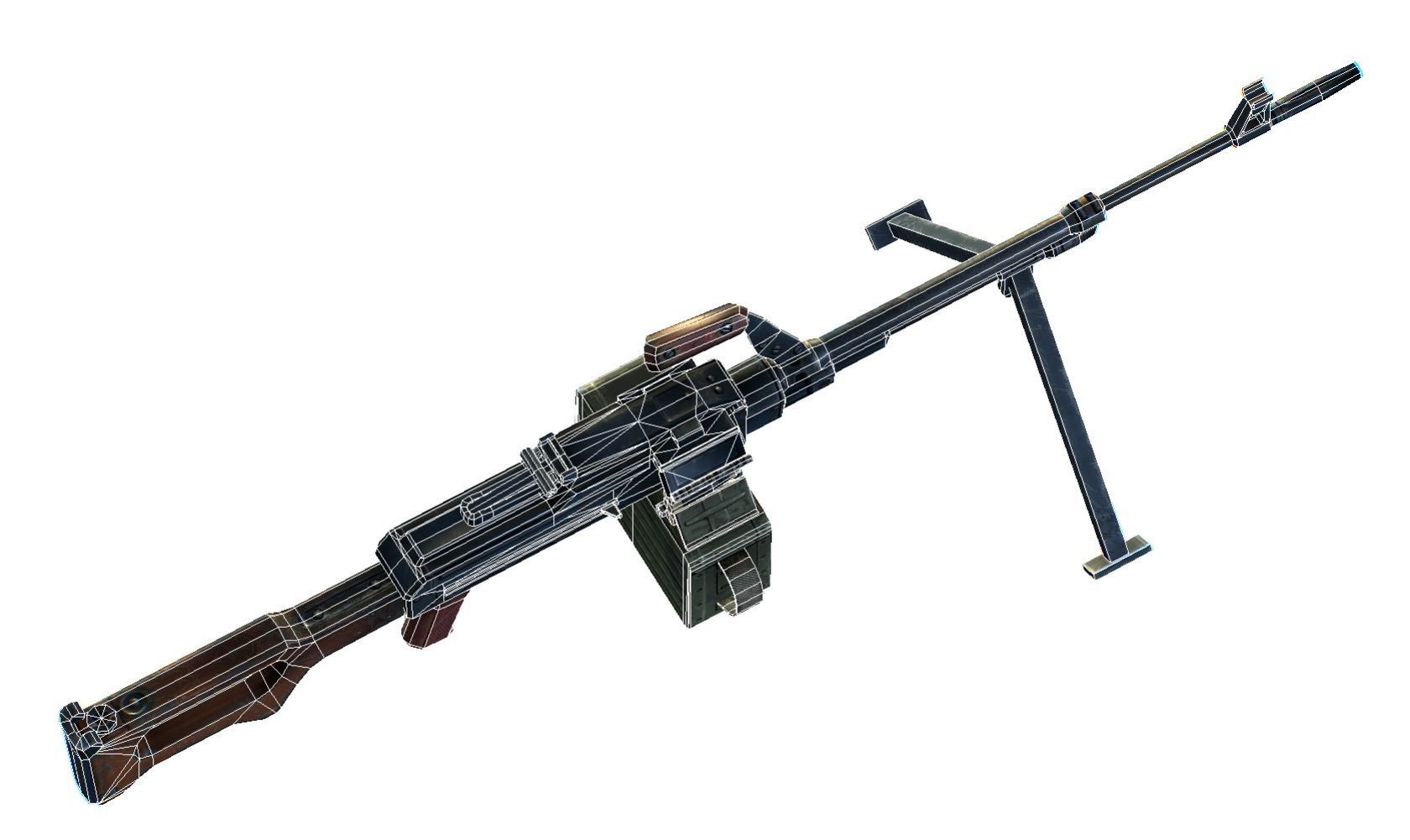 USSR PKP machine gun Pecheneg 54mm Low-poly 3D model_14