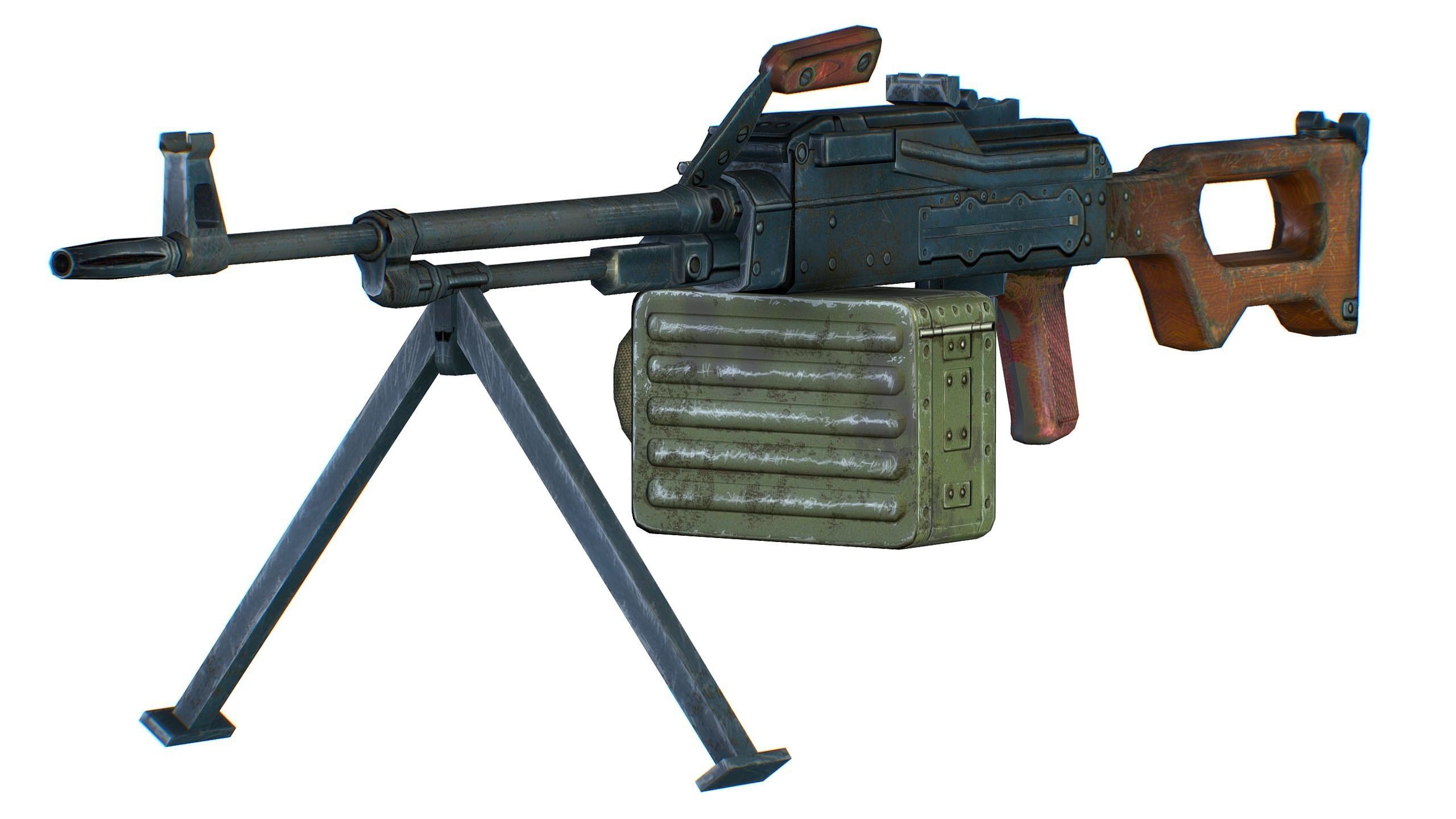 USSR PKP machine gun Pecheneg 54mm Low-poly 3D model_5