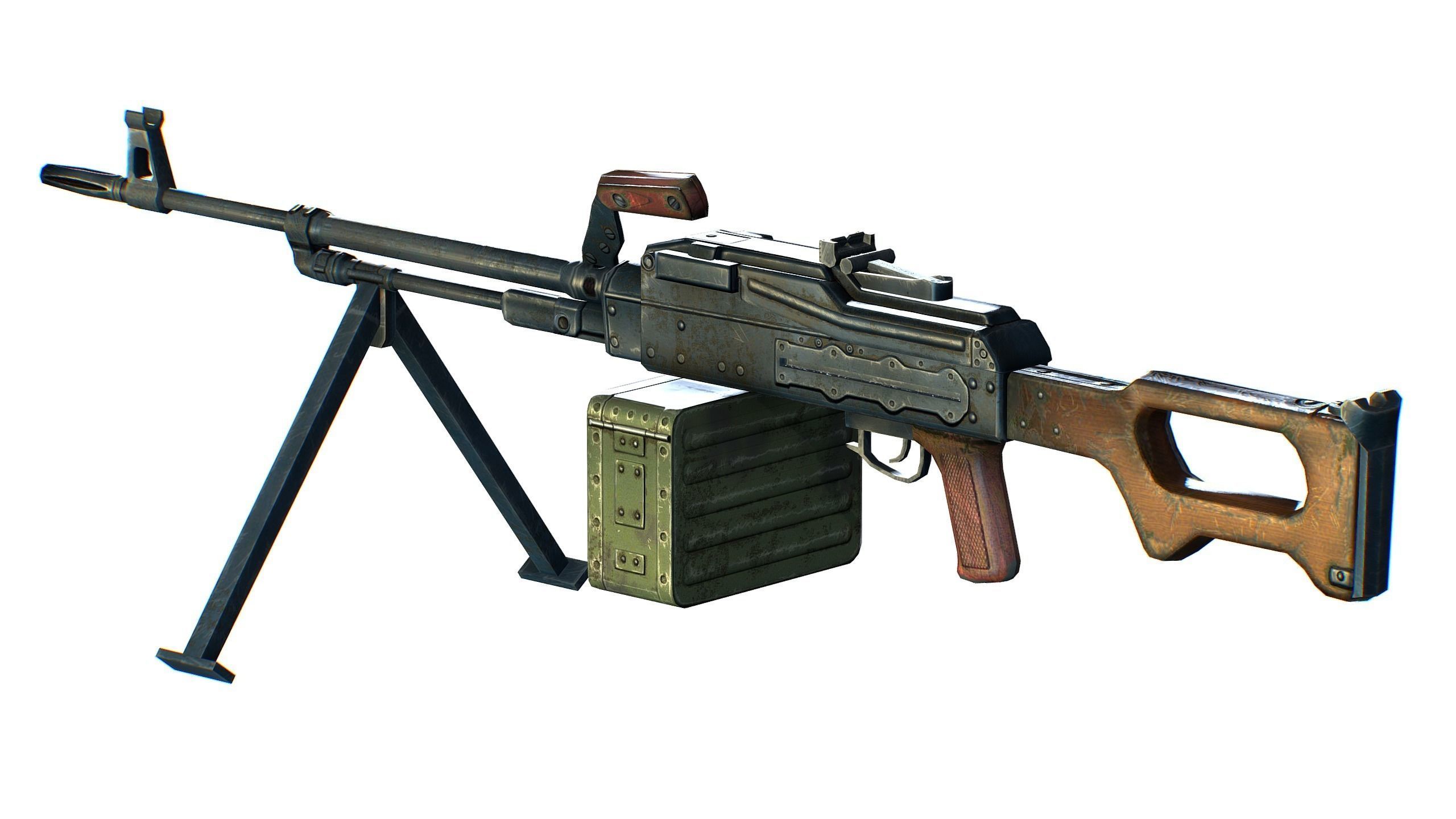 USSR PKP machine gun Pecheneg 54mm Low-poly 3D model_4