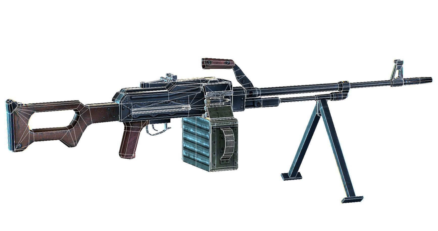 USSR PKP machine gun Pecheneg 54mm Low-poly 3D model_13