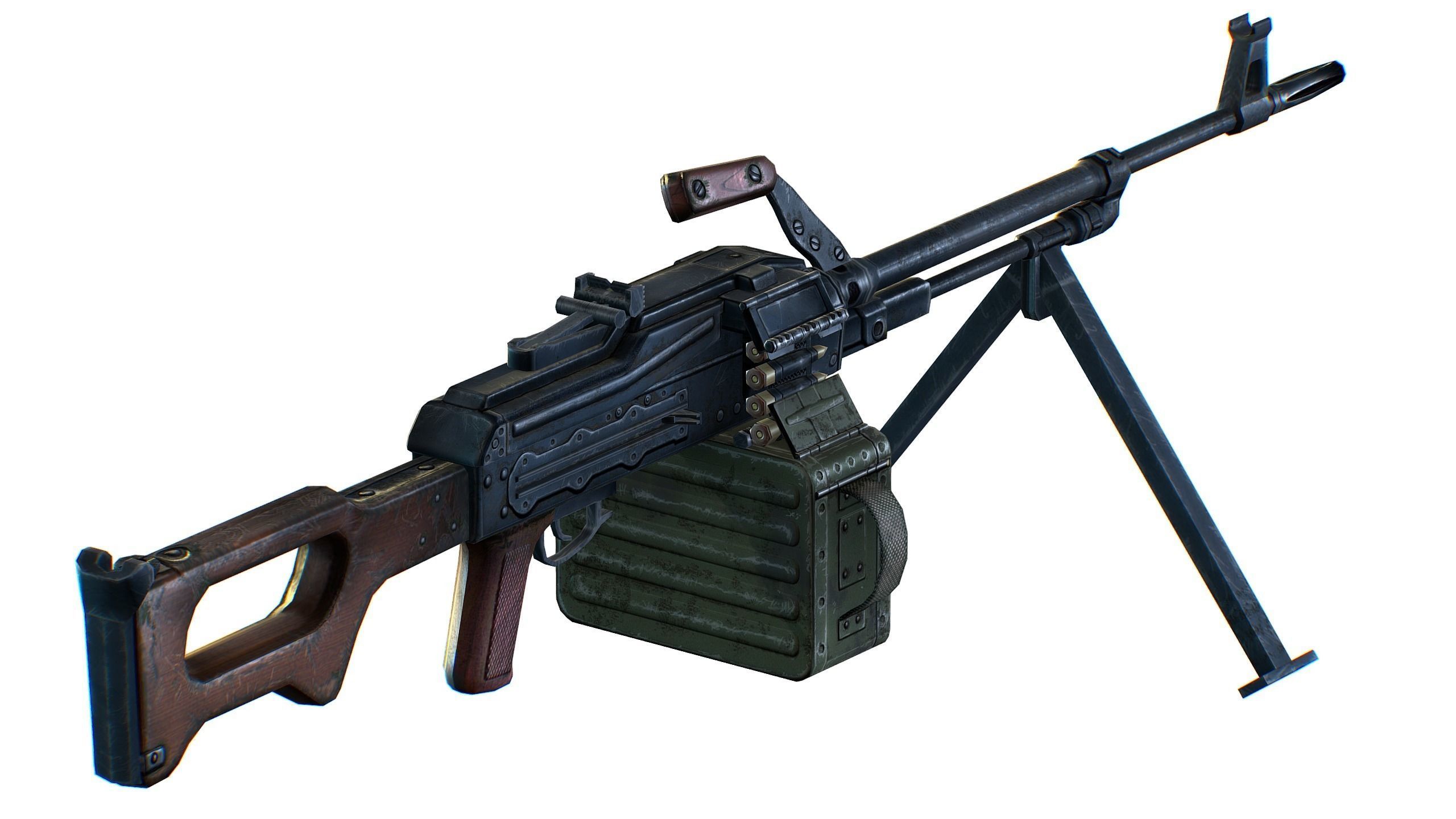 USSR PKP machine gun Pecheneg 54mm Low-poly 3D model_3