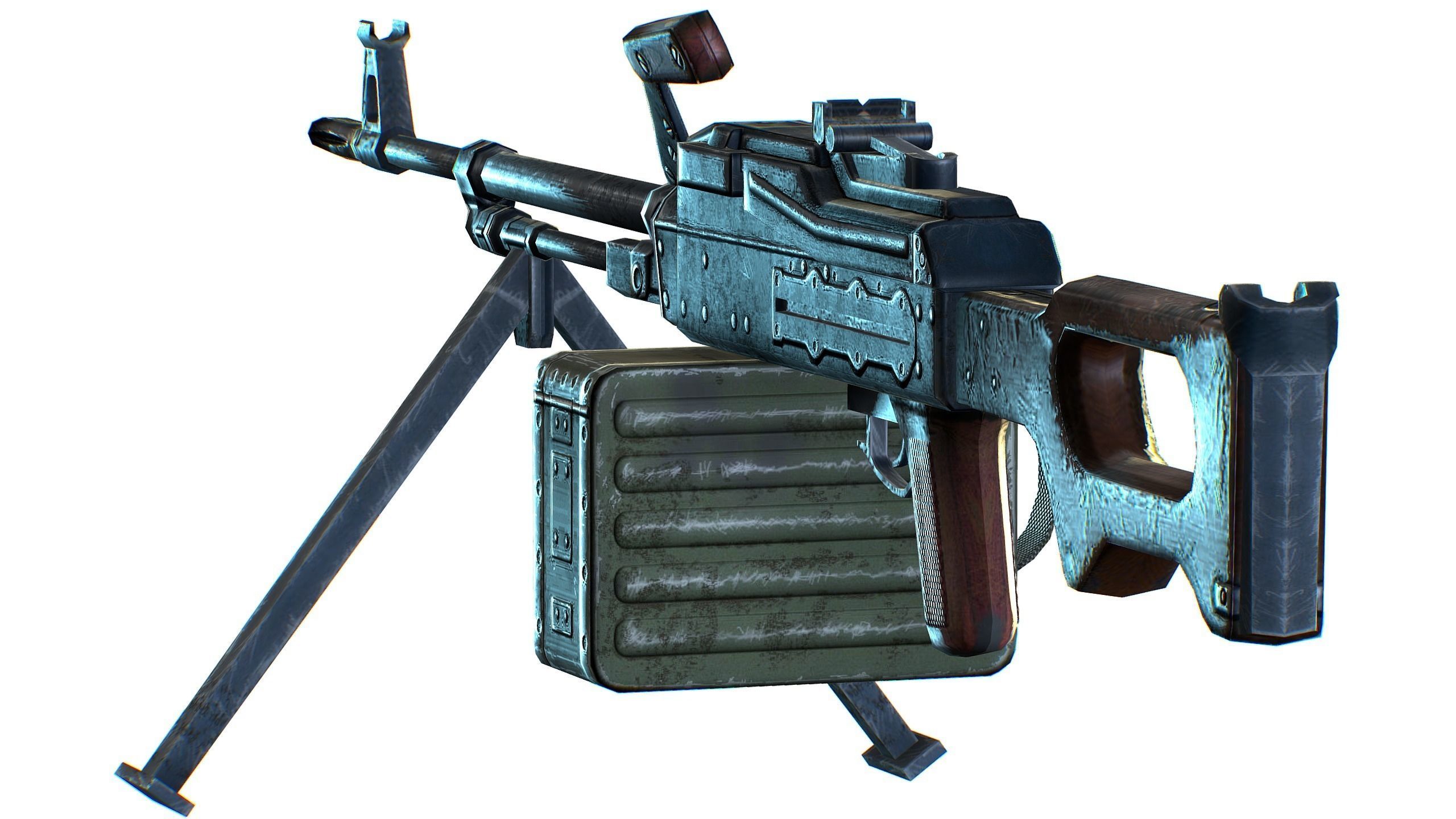 USSR PKP machine gun Pecheneg 54mm Low-poly 3D model_9
