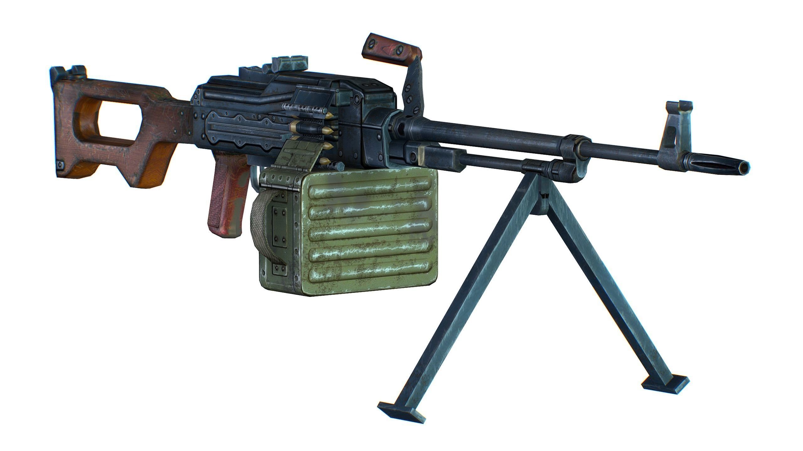 USSR PKP machine gun Pecheneg 54mm Low-poly 3D model_6