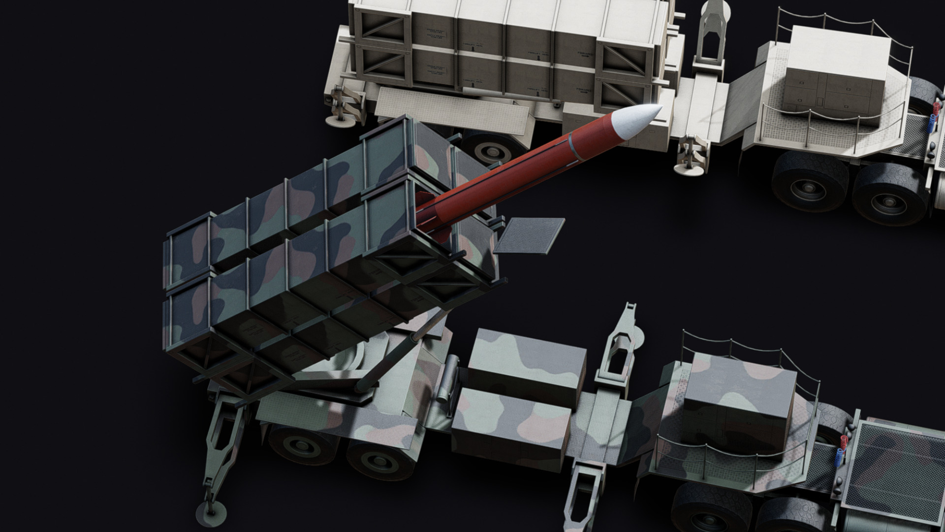 Surface to air Missile Launcher with Tractor Truck Low-poly 3D model_10