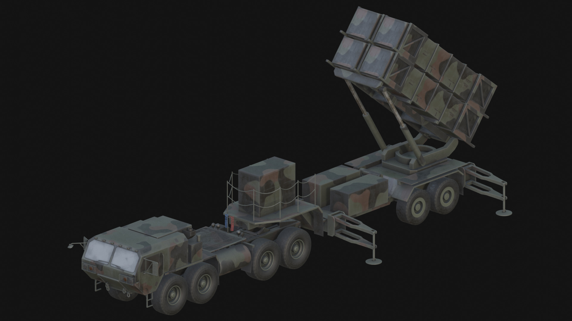 Surface to air Missile Launcher with Tractor Truck Low-poly 3D model_5