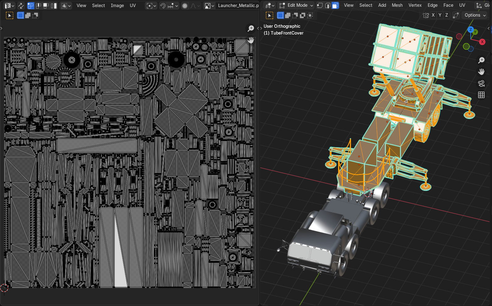 Surface to air Missile Launcher with Tractor Truck Low-poly 3D model_17