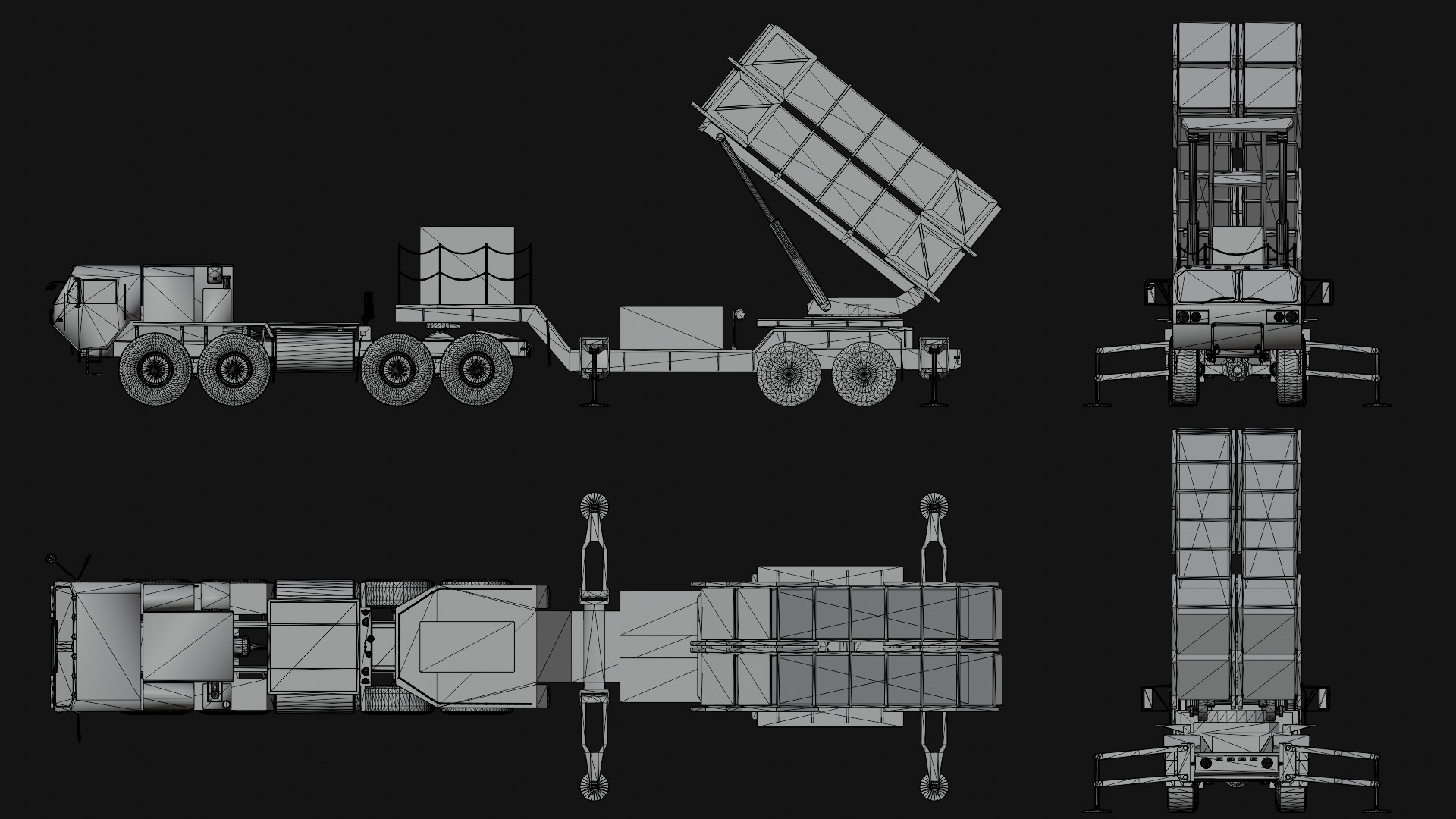 Surface to air Missile Launcher with Tractor Truck Low-poly 3D model_3