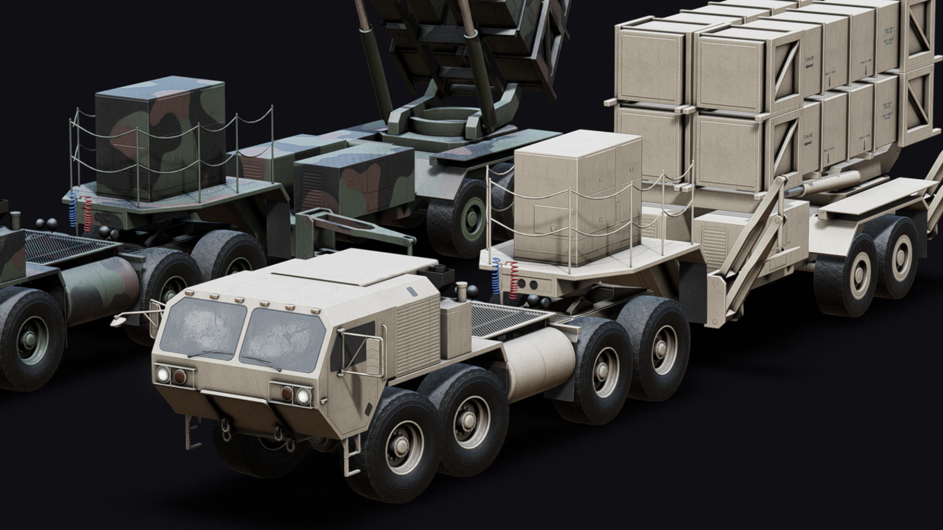 Surface to air Missile Launcher with Tractor Truck Low-poly 3D model_11
