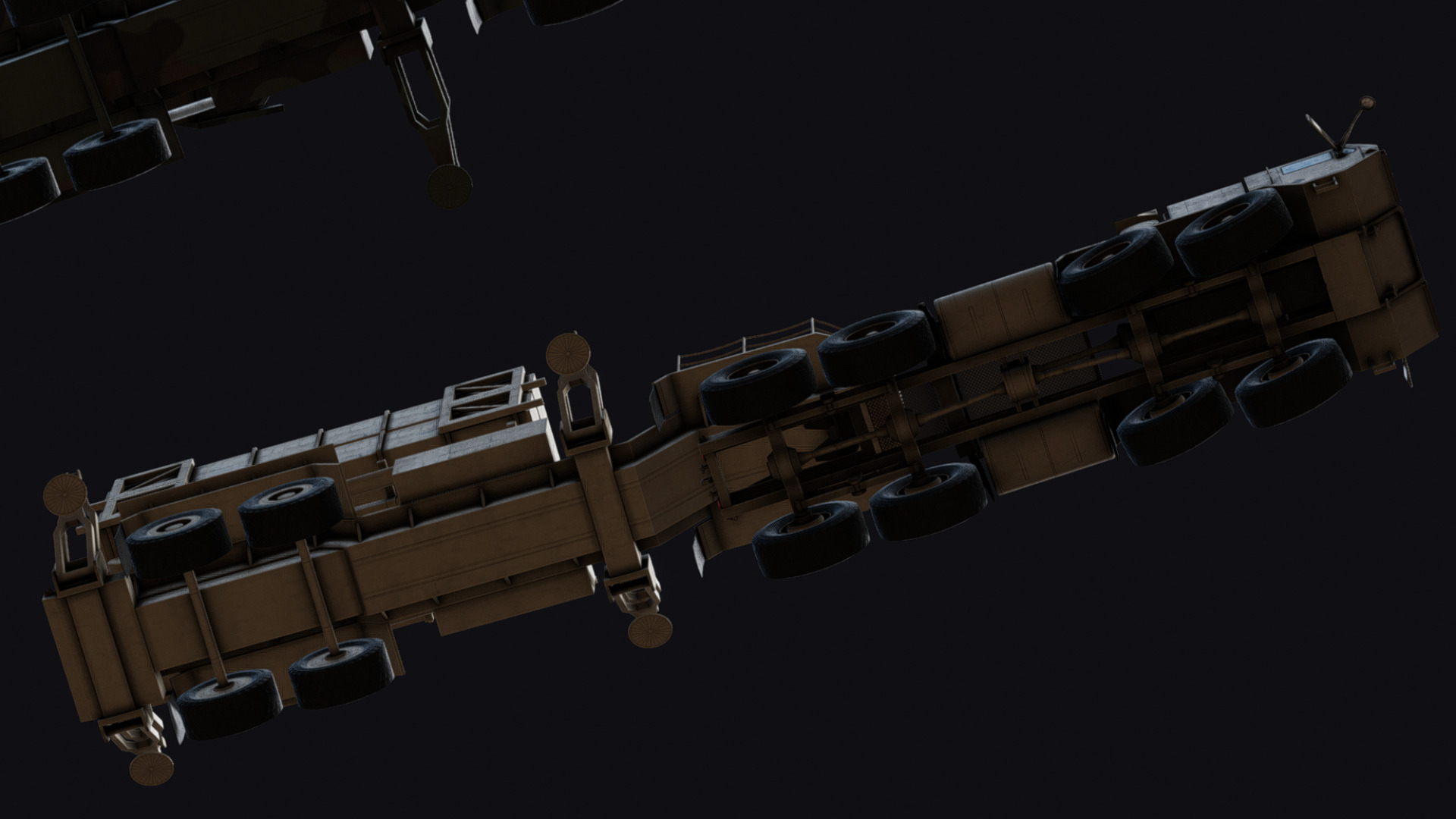 Surface to air Missile Launcher with Tractor Truck Low-poly 3D model_15