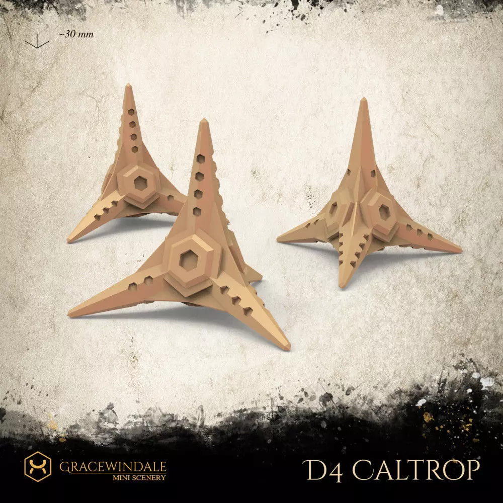 Caltrop D4 Die 3D print model_0