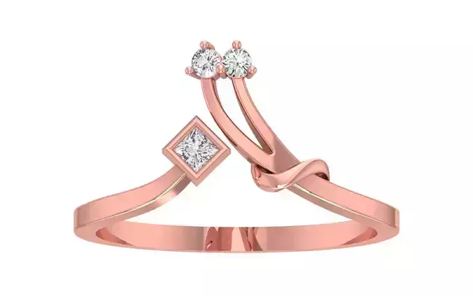 Solitaire Women Bypass Band Ring