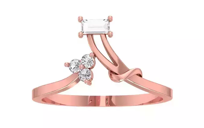 Solitaire Women Bypass Band Ring