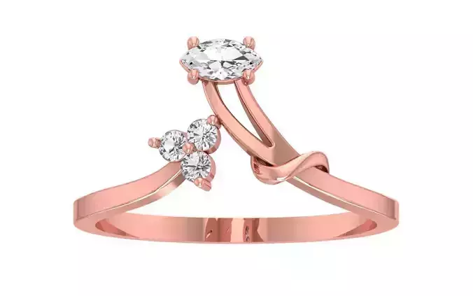 Solitaire Women Bypass Band Ring