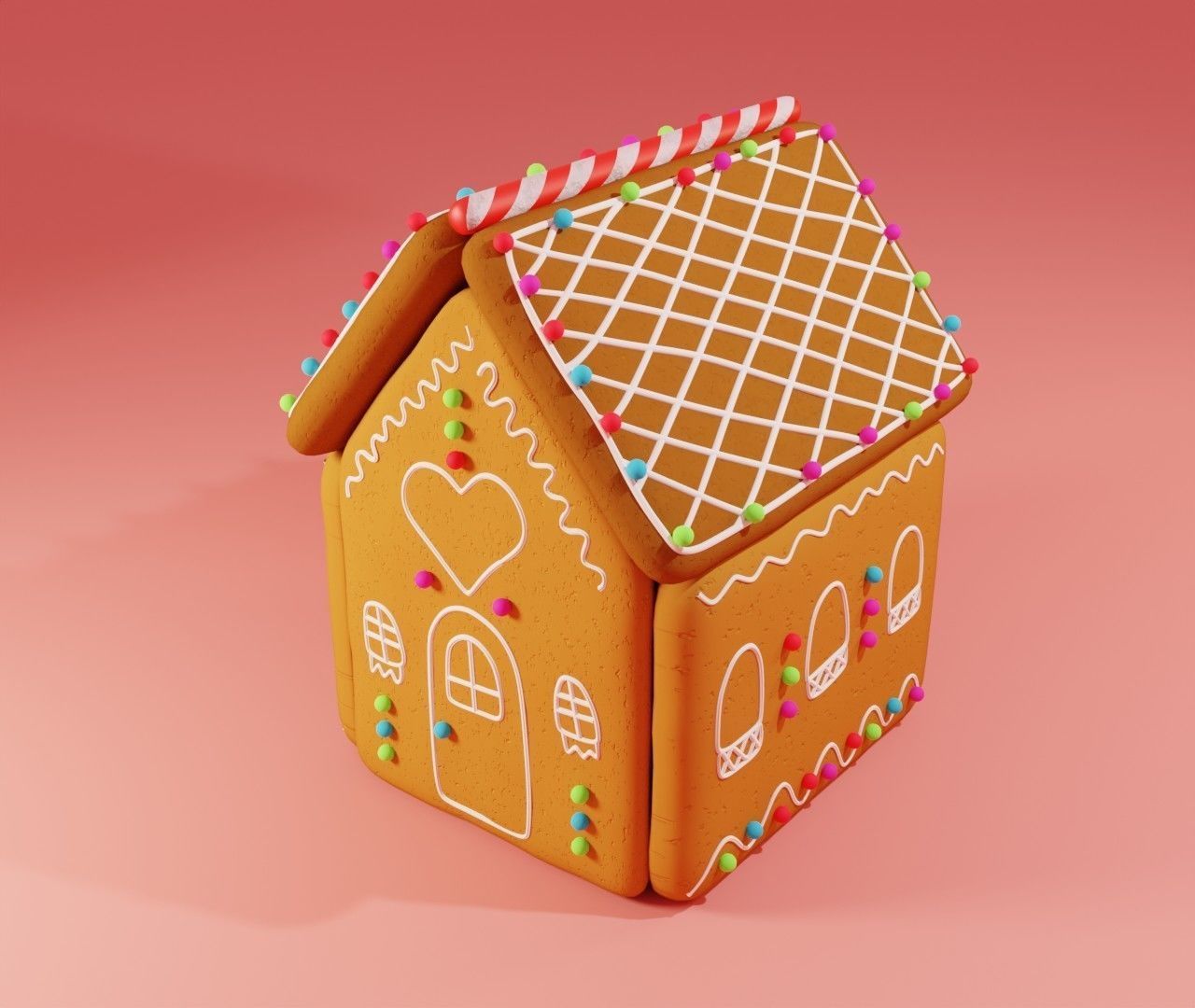 Gingerbread House Cute Cookies 3d model 3D model_1