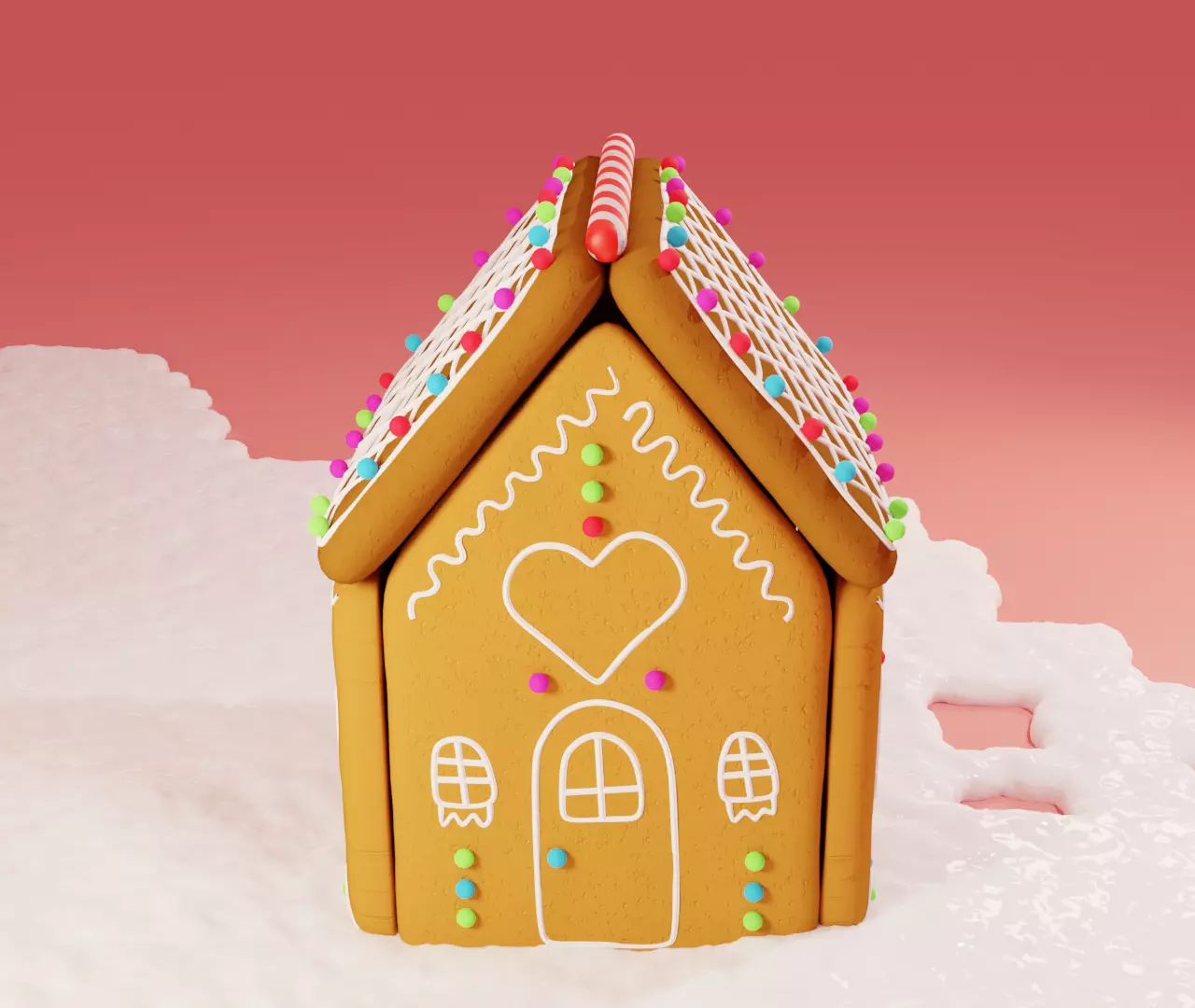 Gingerbread House Cute Cookies 3d model 3D model_0