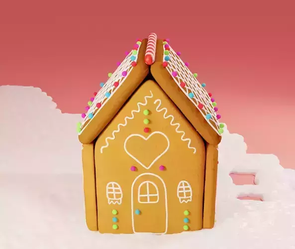 Gingerbread House Cute Cookies 3d model