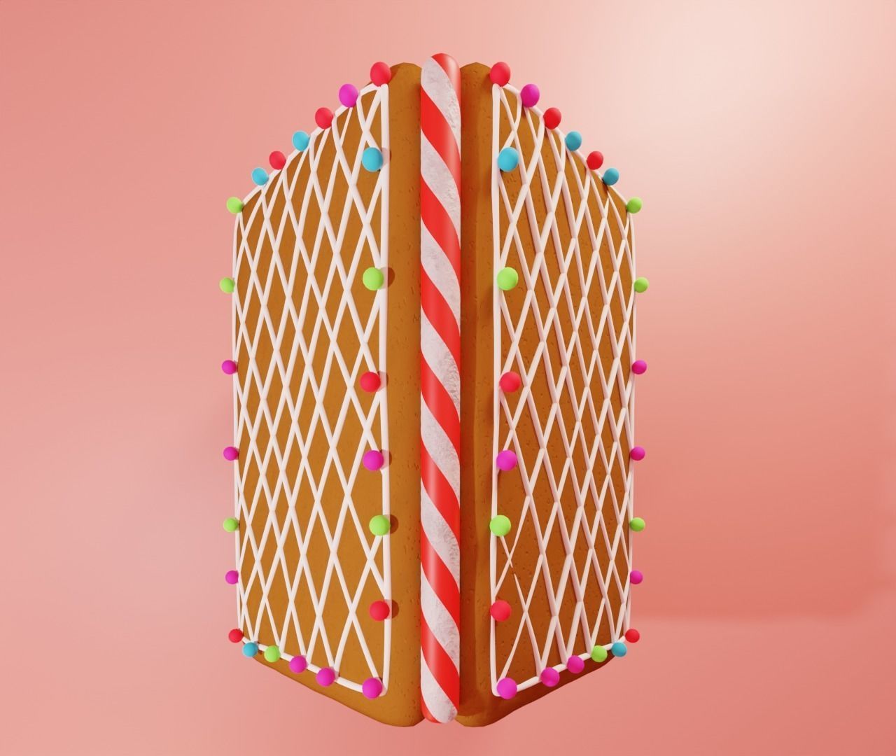 Gingerbread House Cute Cookies 3d model 3D model_4