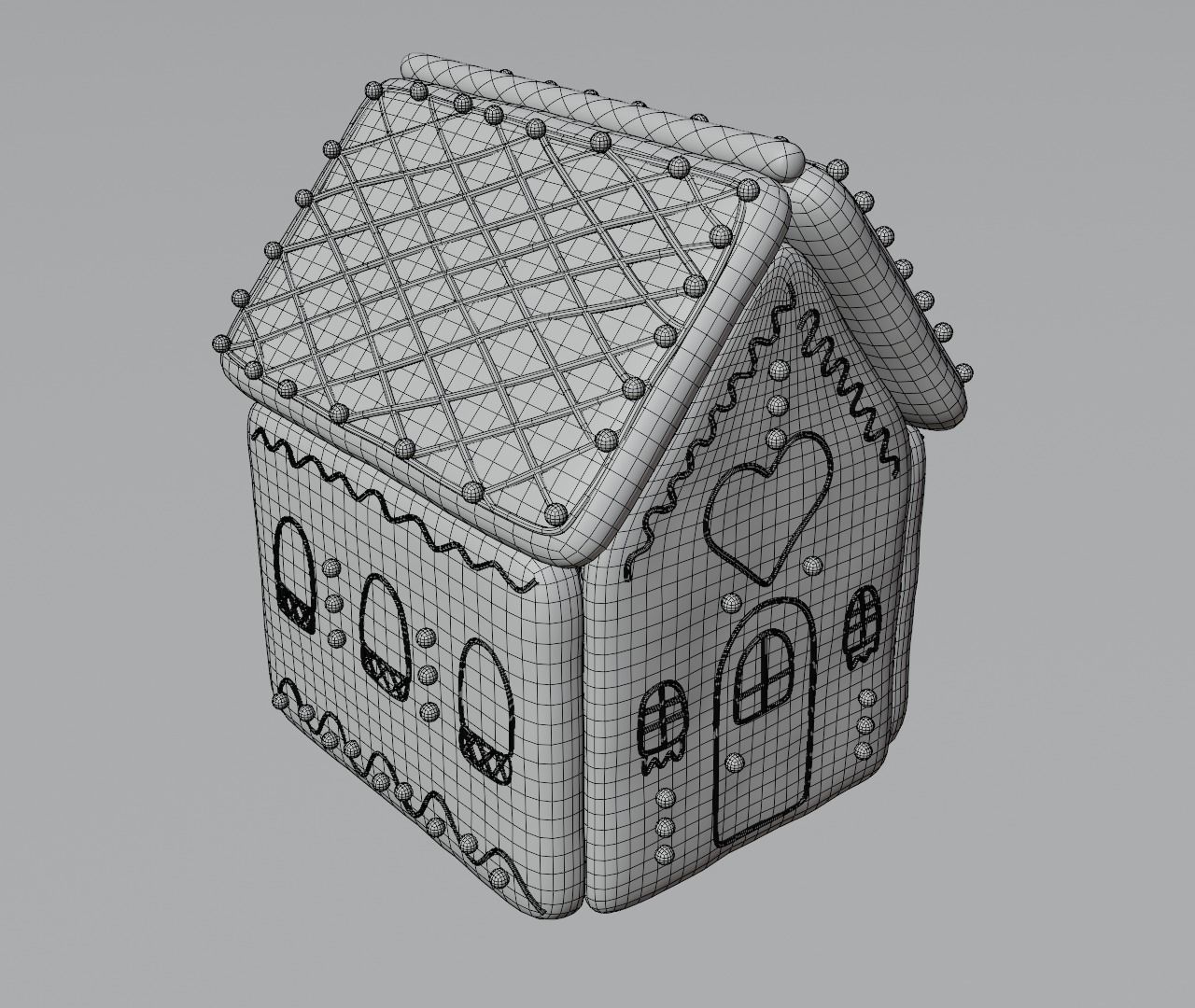 Gingerbread House Cute Cookies 3d model 3D model_6