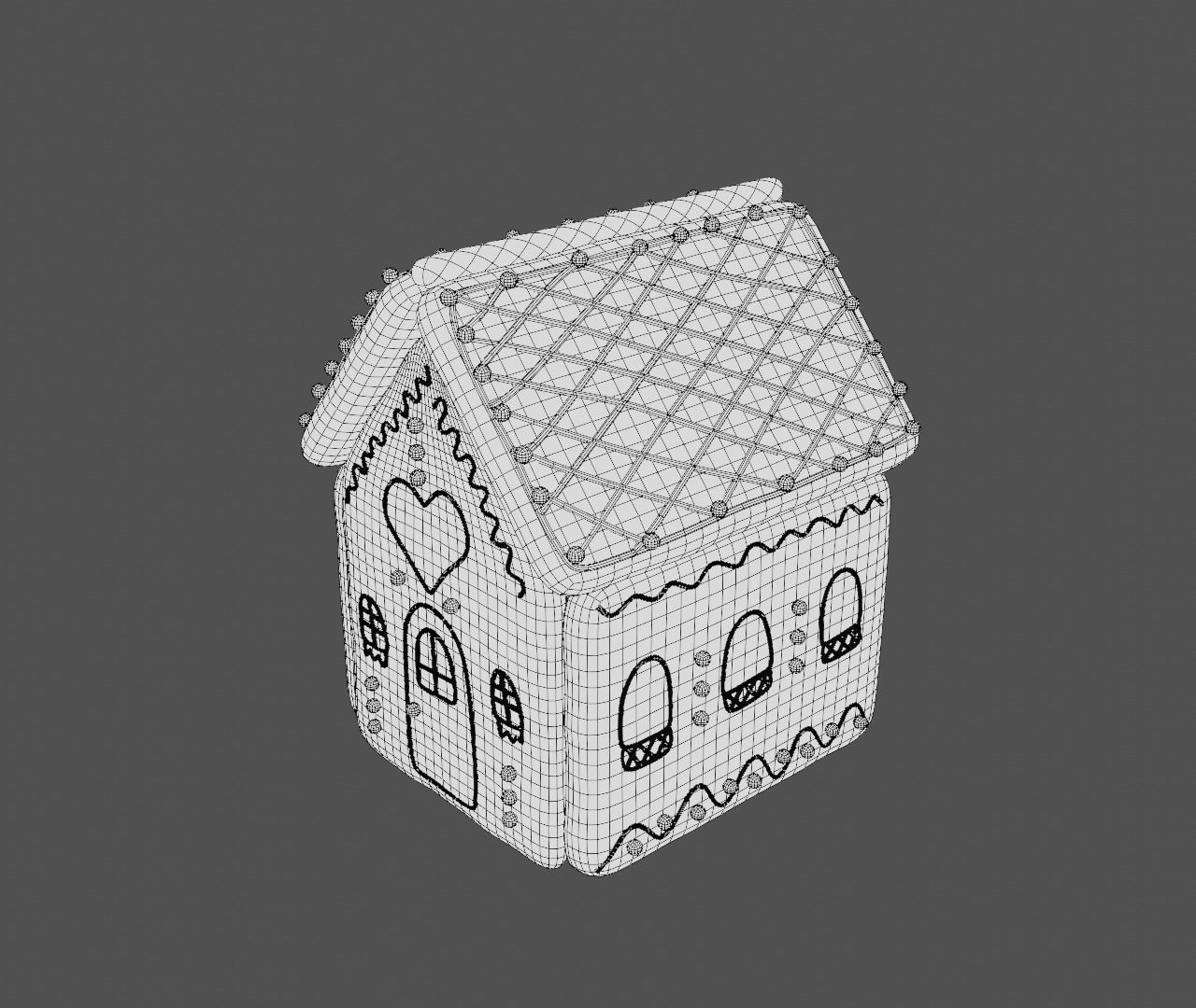 Gingerbread House Cute Cookies 3d model 3D model_8