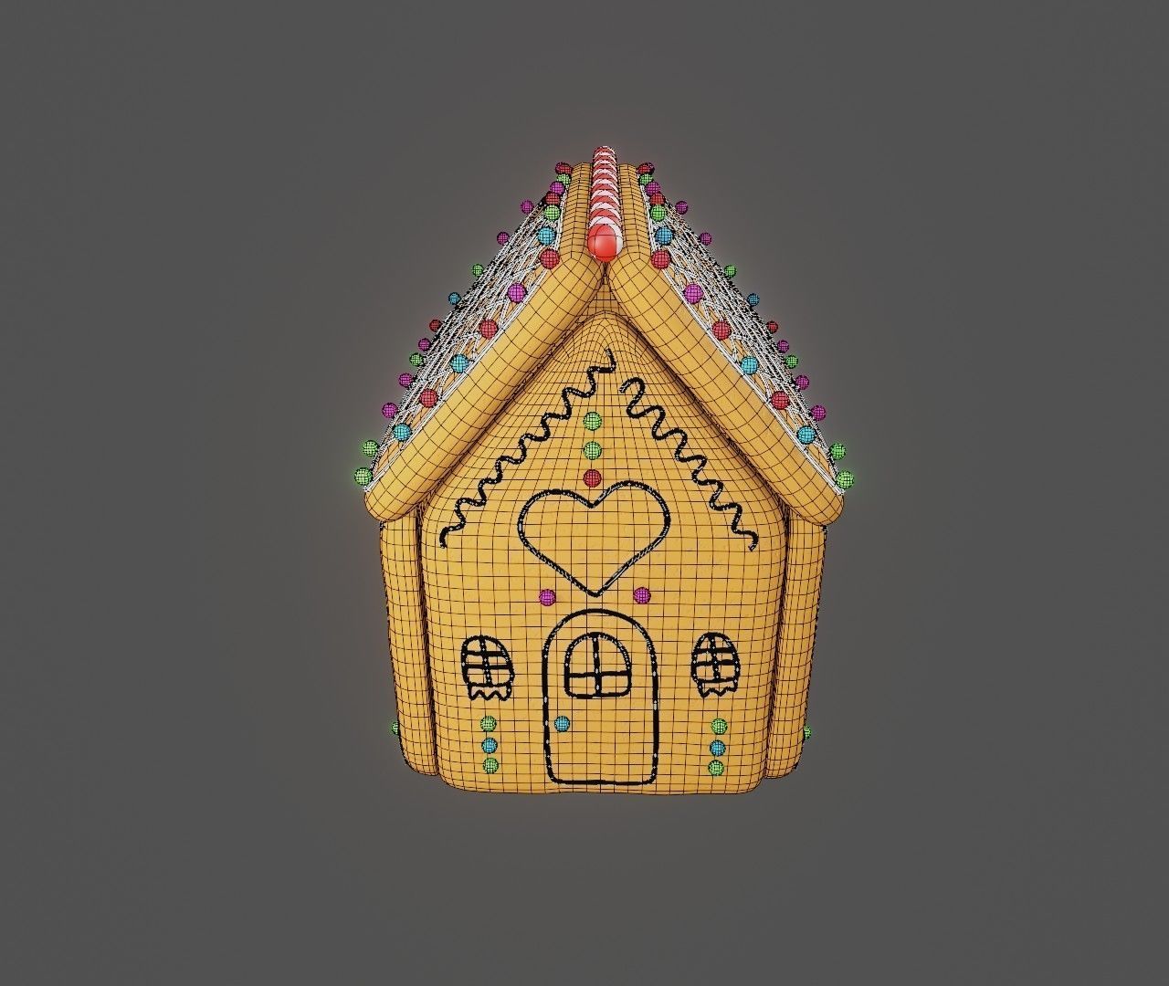Gingerbread House Cute Cookies 3d model 3D model_10
