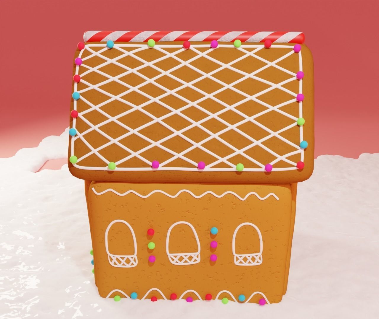 Gingerbread House Cute Cookies 3d model 3D model_2