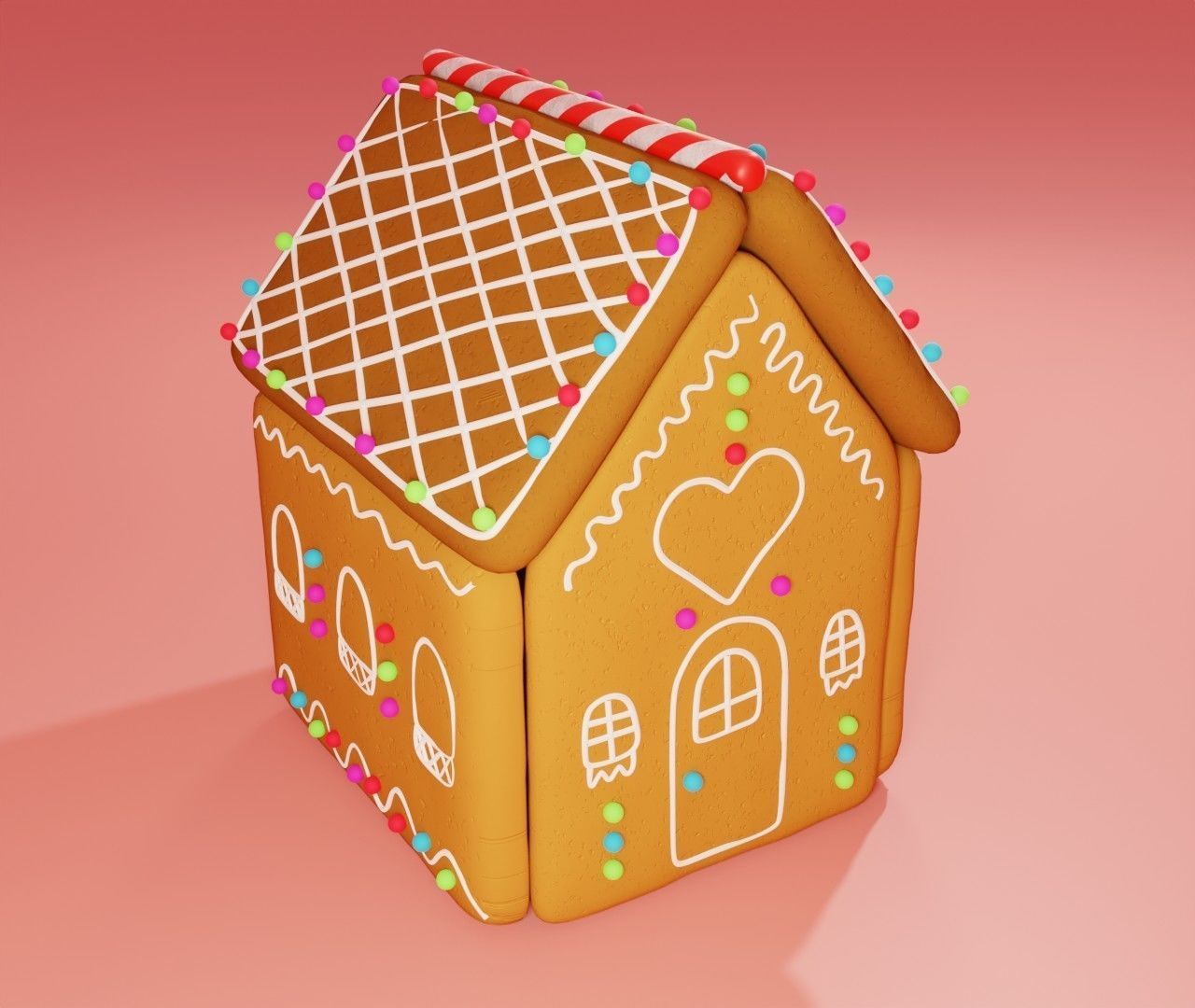 Gingerbread House Cute Cookies 3d model 3D model_5