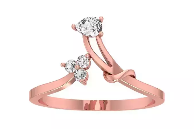 Solitaire Women Bypass Band Ring