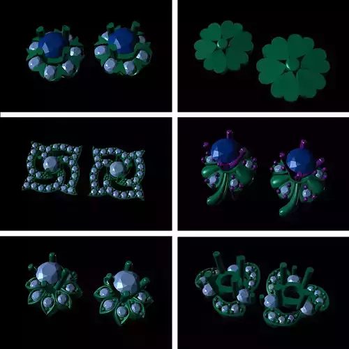 DIAMOND EARRING FLOWER EARRING WOMEN STL 3D PRINT FILE